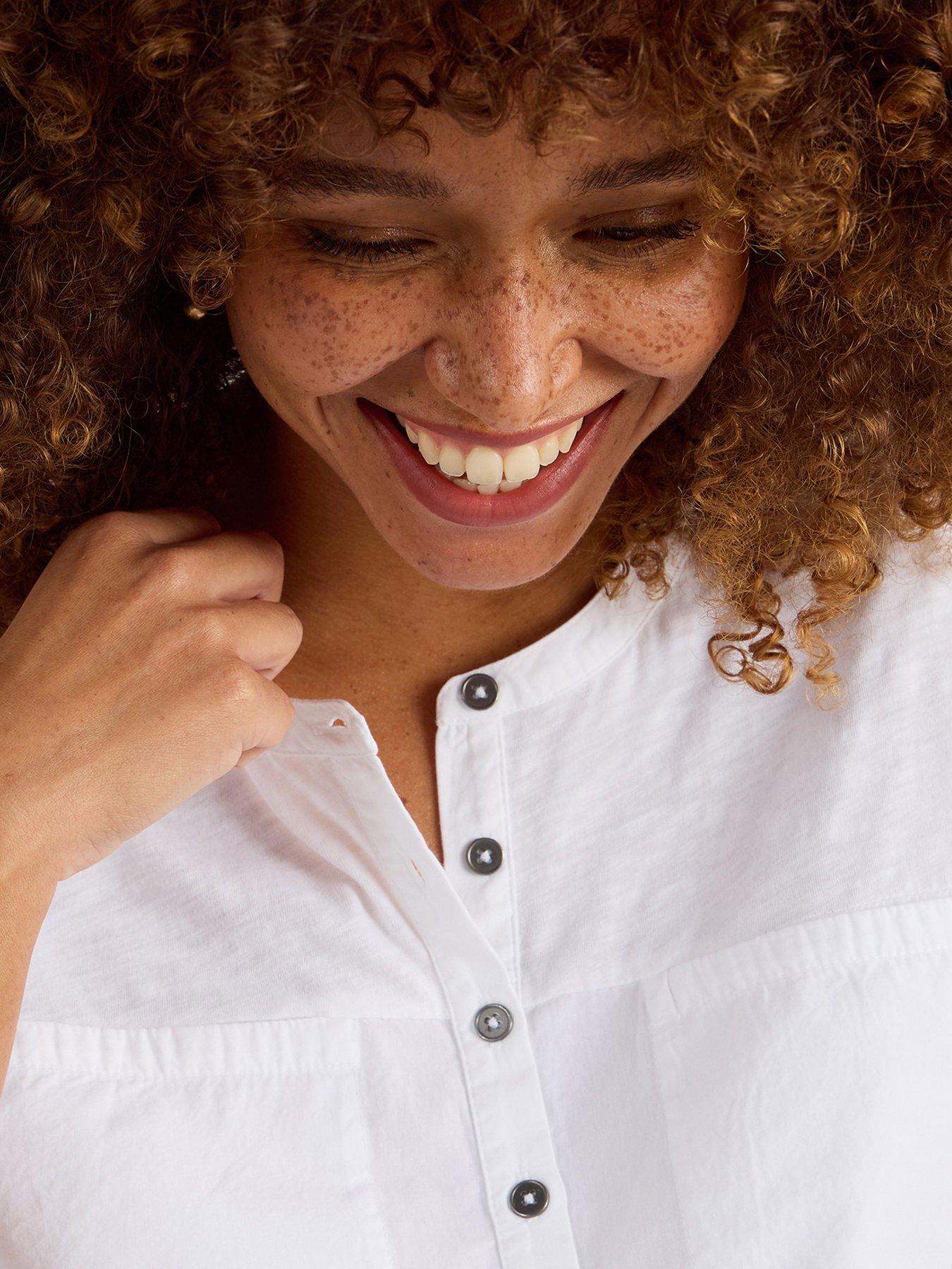 Image 4 of 6 of White Stuff Beth 3/4 Sleeve Shirt - White