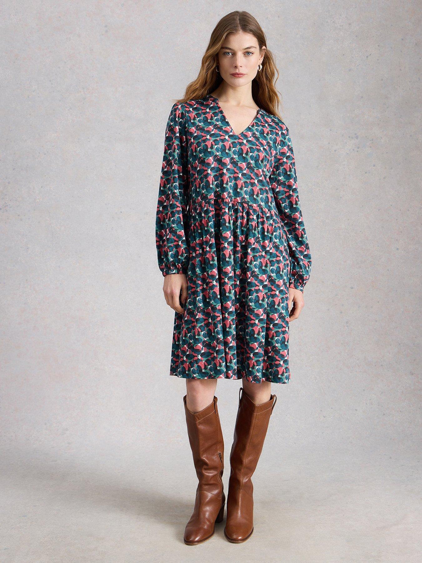 Image 1 of 6 of White Stuff Lola Jersey Dress - Blue