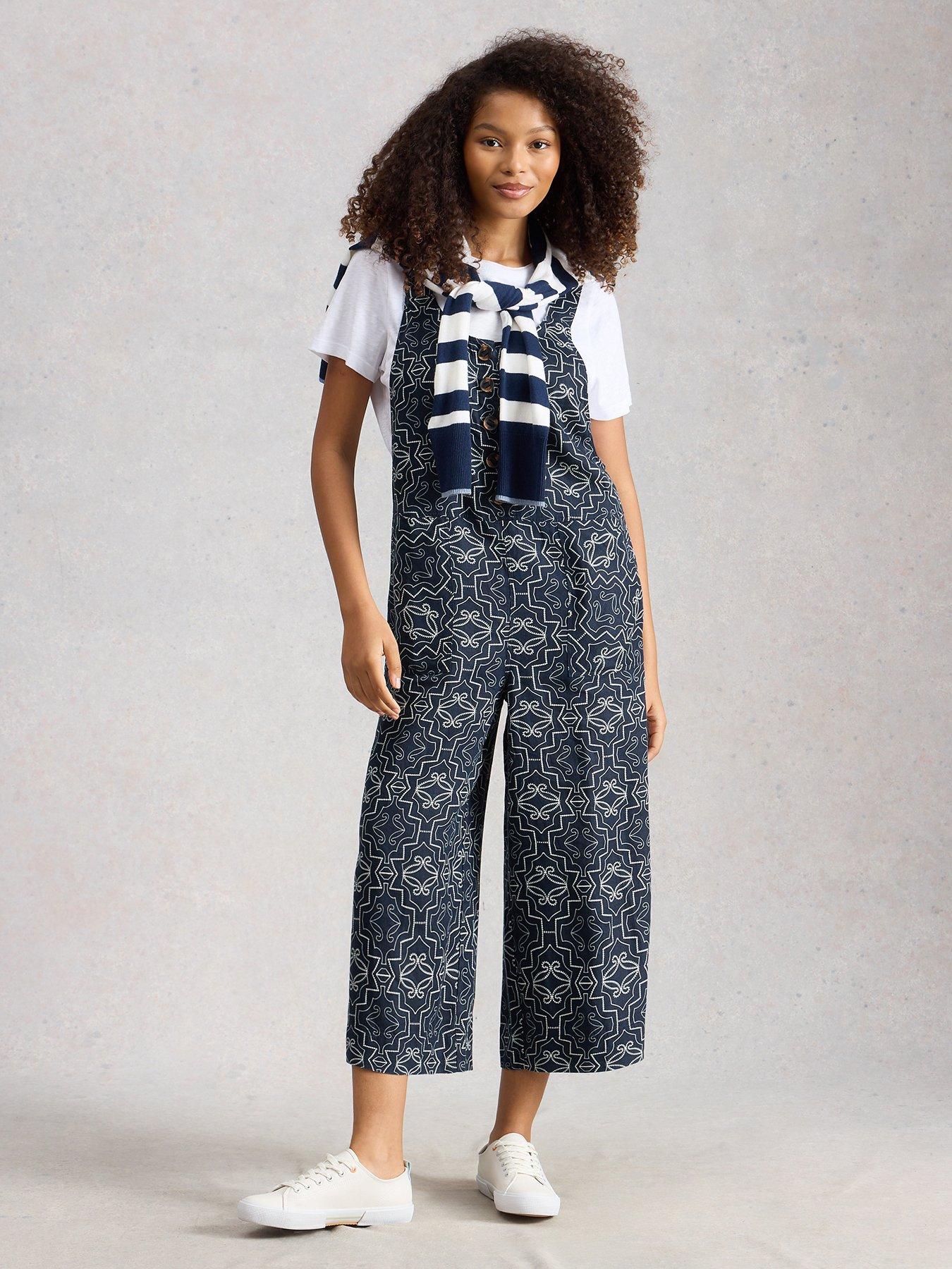 White Stuff Viola Linen Dungaree - Navy