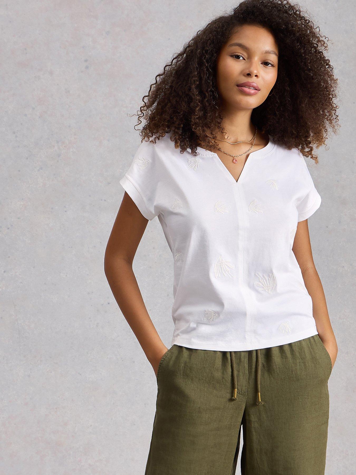 White Stuff Nelly Embroidered T-Shirt - White