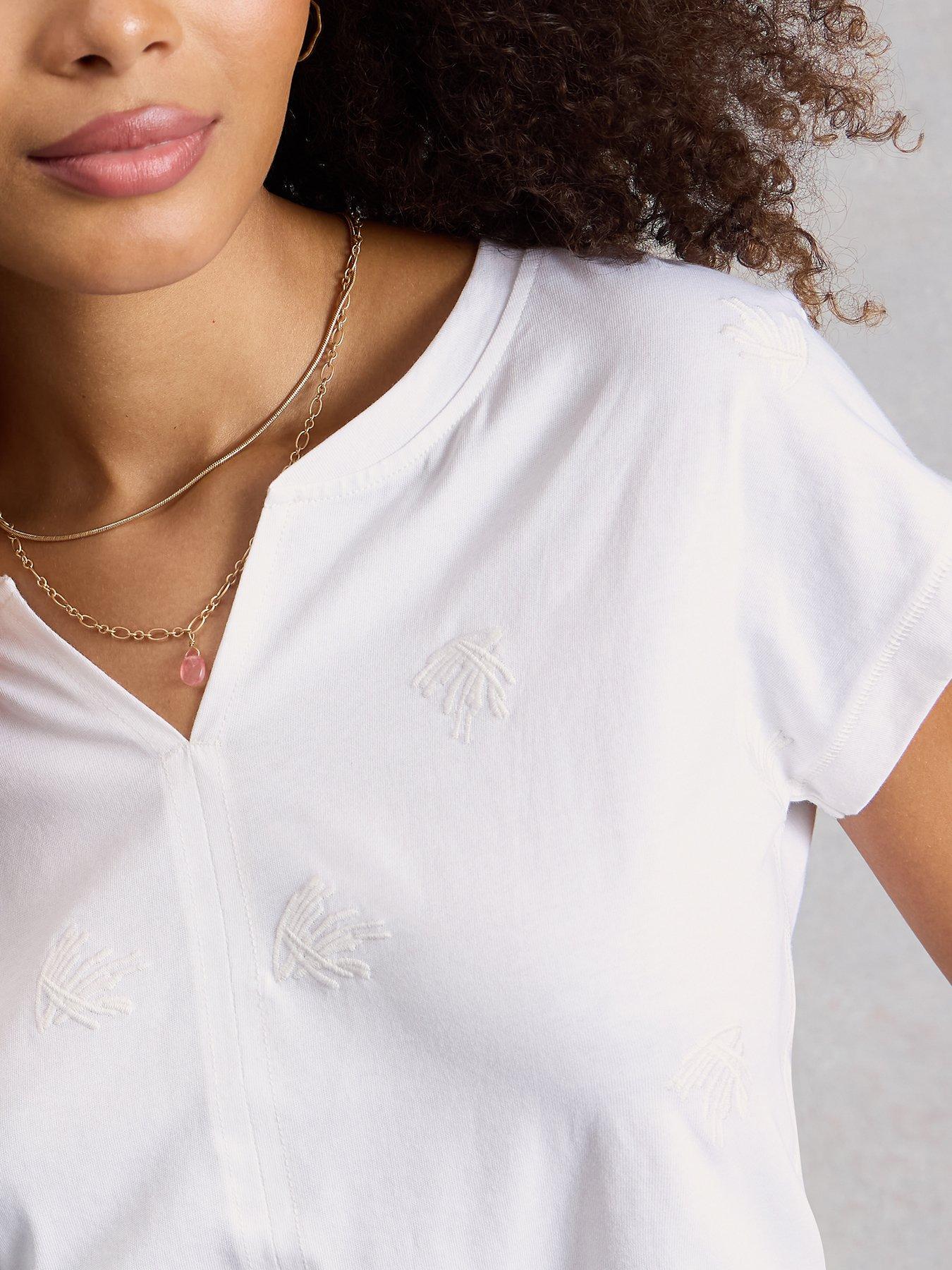 Image 4 of 6 of White Stuff Nelly Embroidered T-Shirt - White