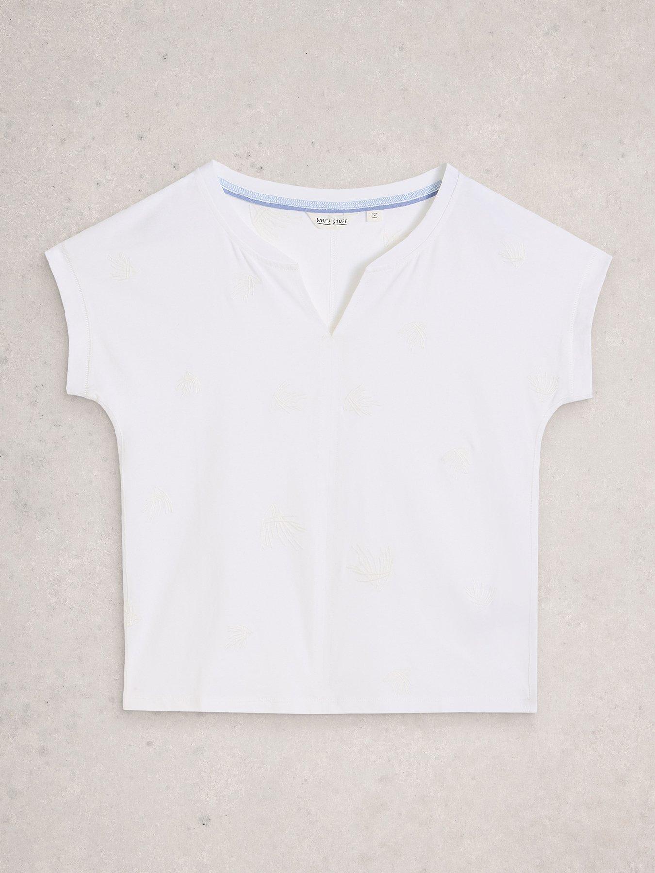 Image 5 of 6 of White Stuff Nelly Embroidered T-Shirt - White