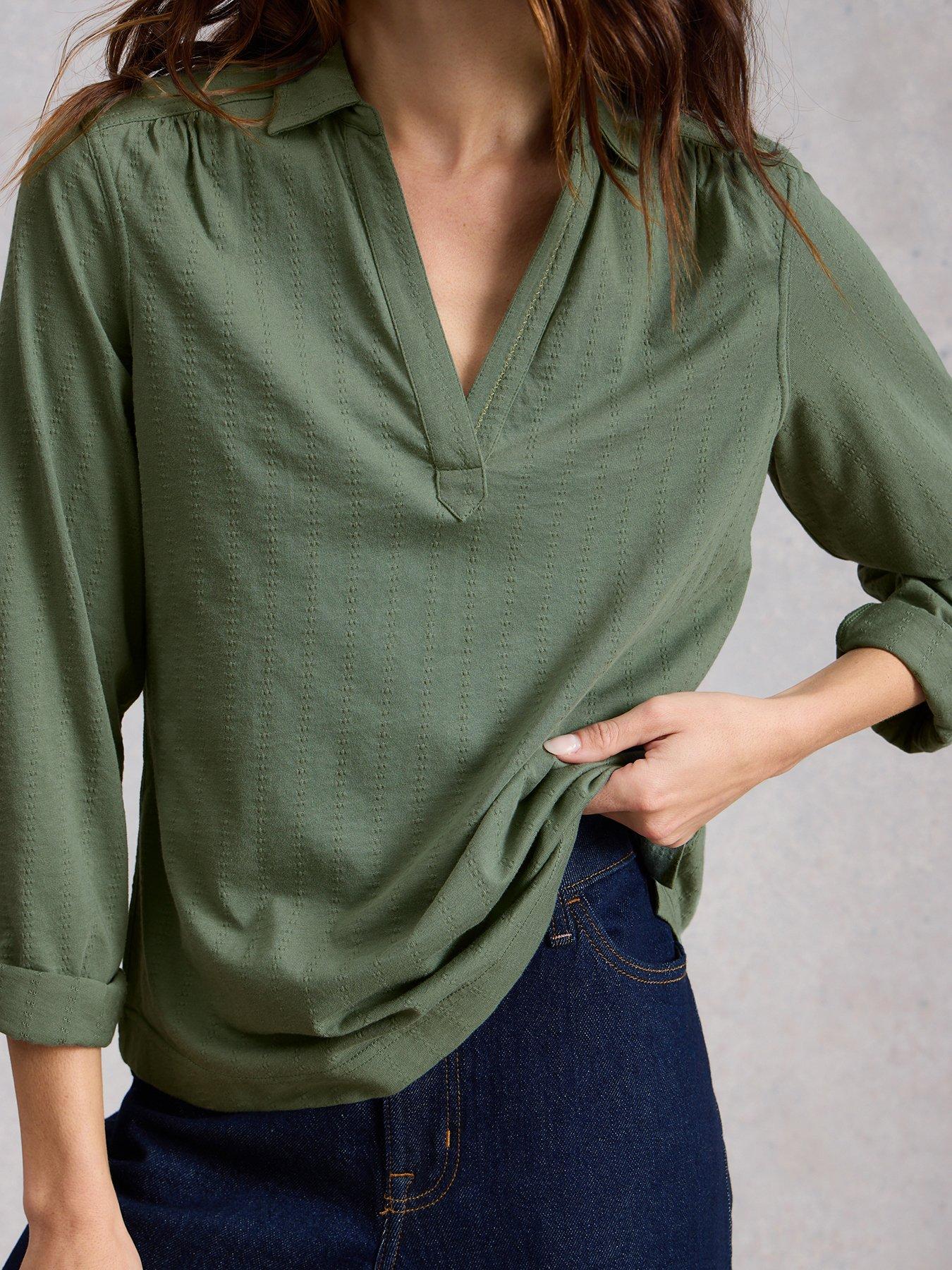 White Stuff Allie Jersey Texture Shirt - Green