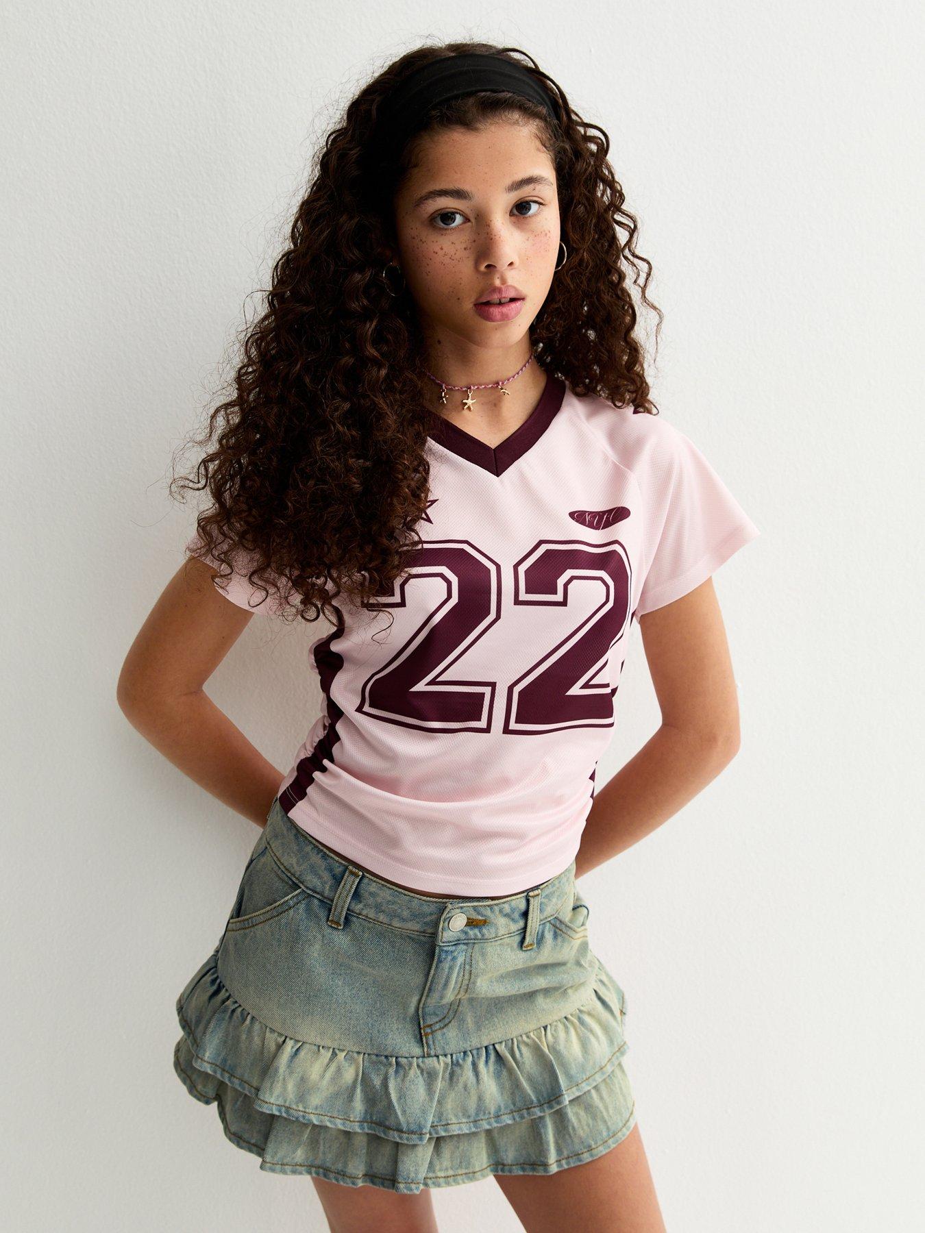 Image 1 of 6 of New Look 915 Girls Bleach Effect Denim Rara Skort - Blue