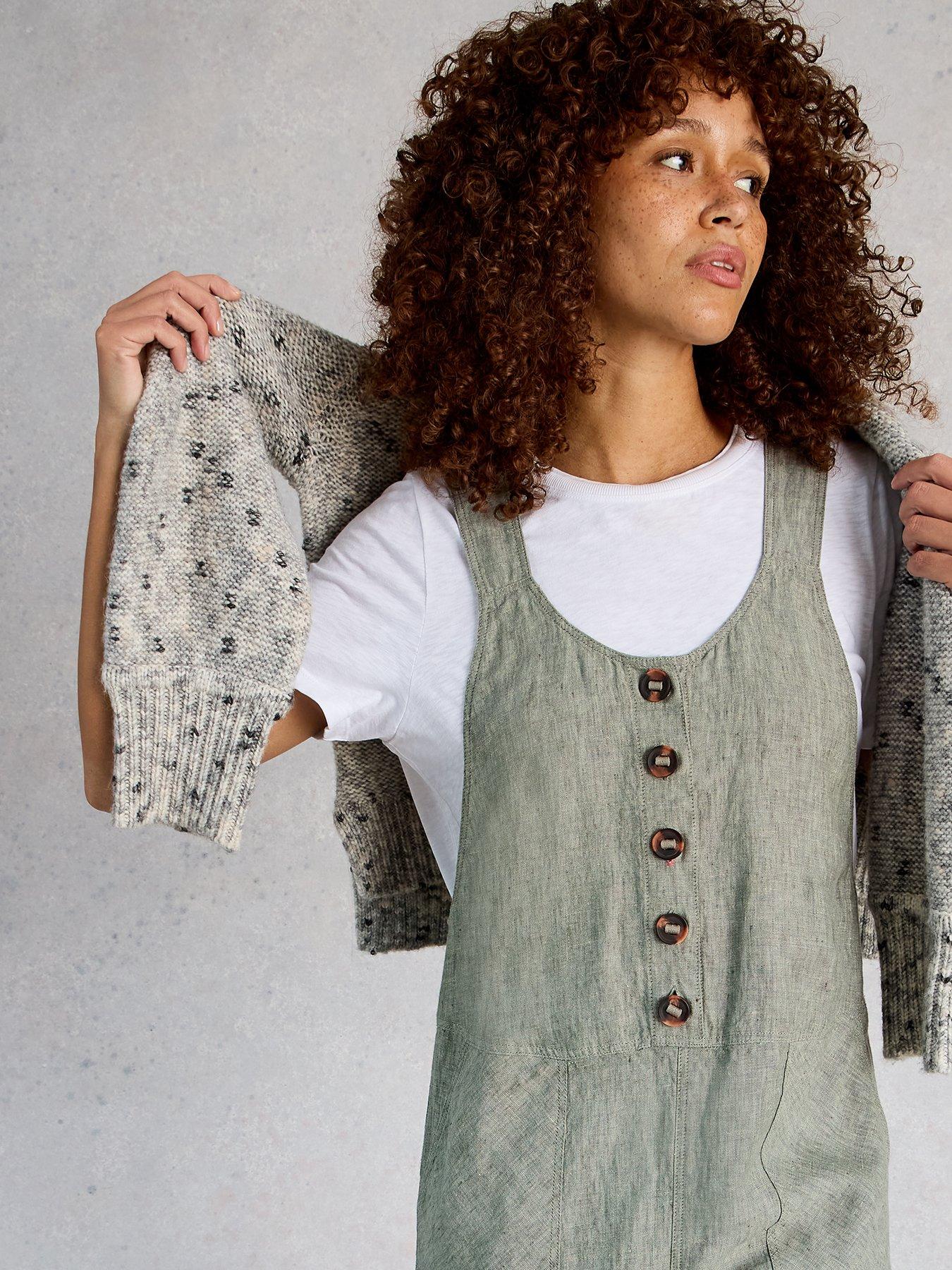 Image 3 of 6 of White Stuff Viola Linen Dungaree - Green