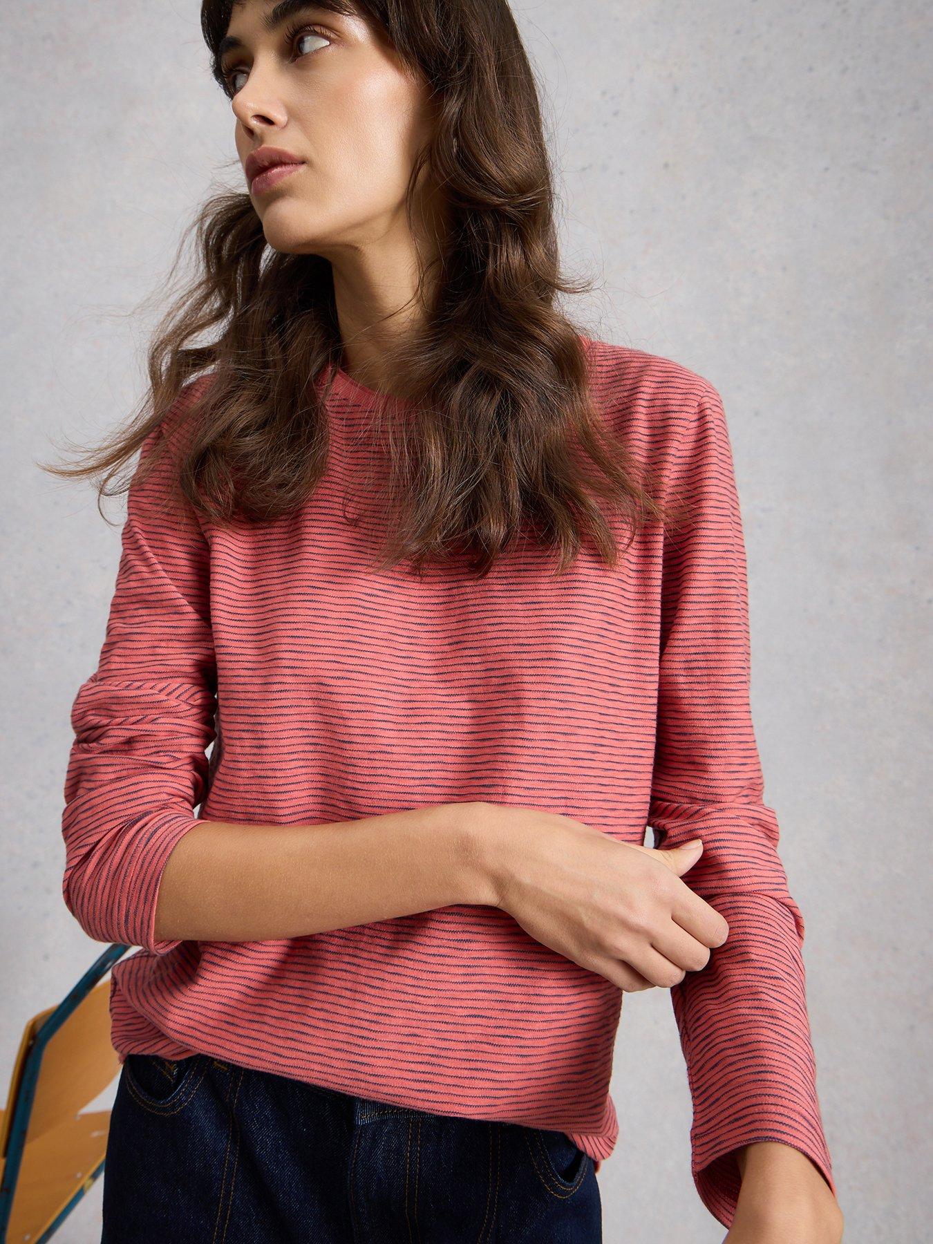 White Stuff Clara Texture Long Sleeve T-Shirt - Pink
