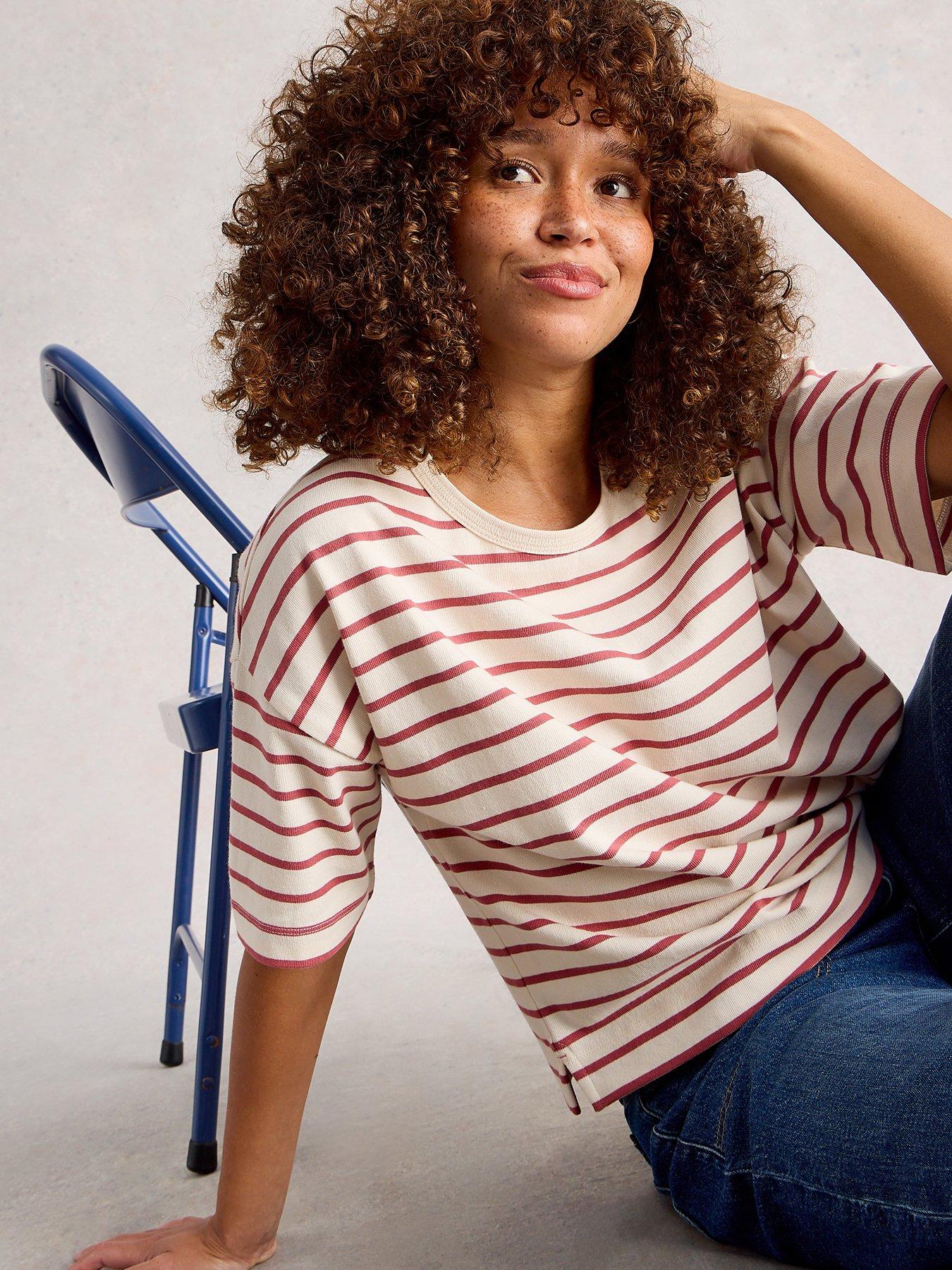 Image 1 of 6 of White Stuff Kat Stripe T-Shirt - White