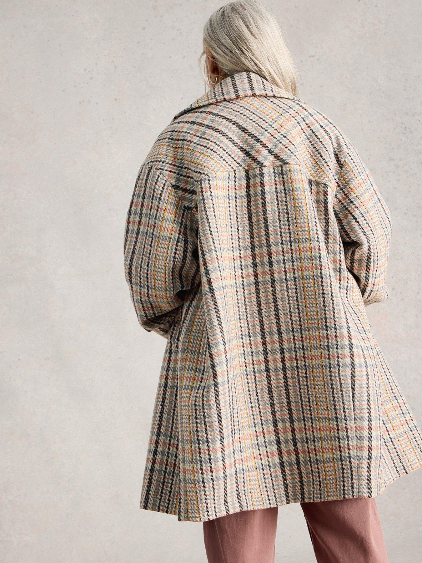 Image 2 of 6 of White Stuff Robyn Check Wool Blend Coat