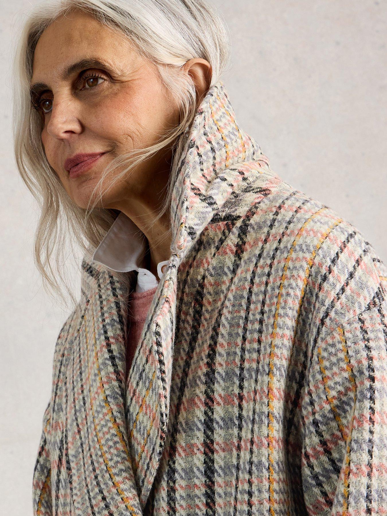 Image 4 of 6 of White Stuff Robyn Check Wool Blend Coat