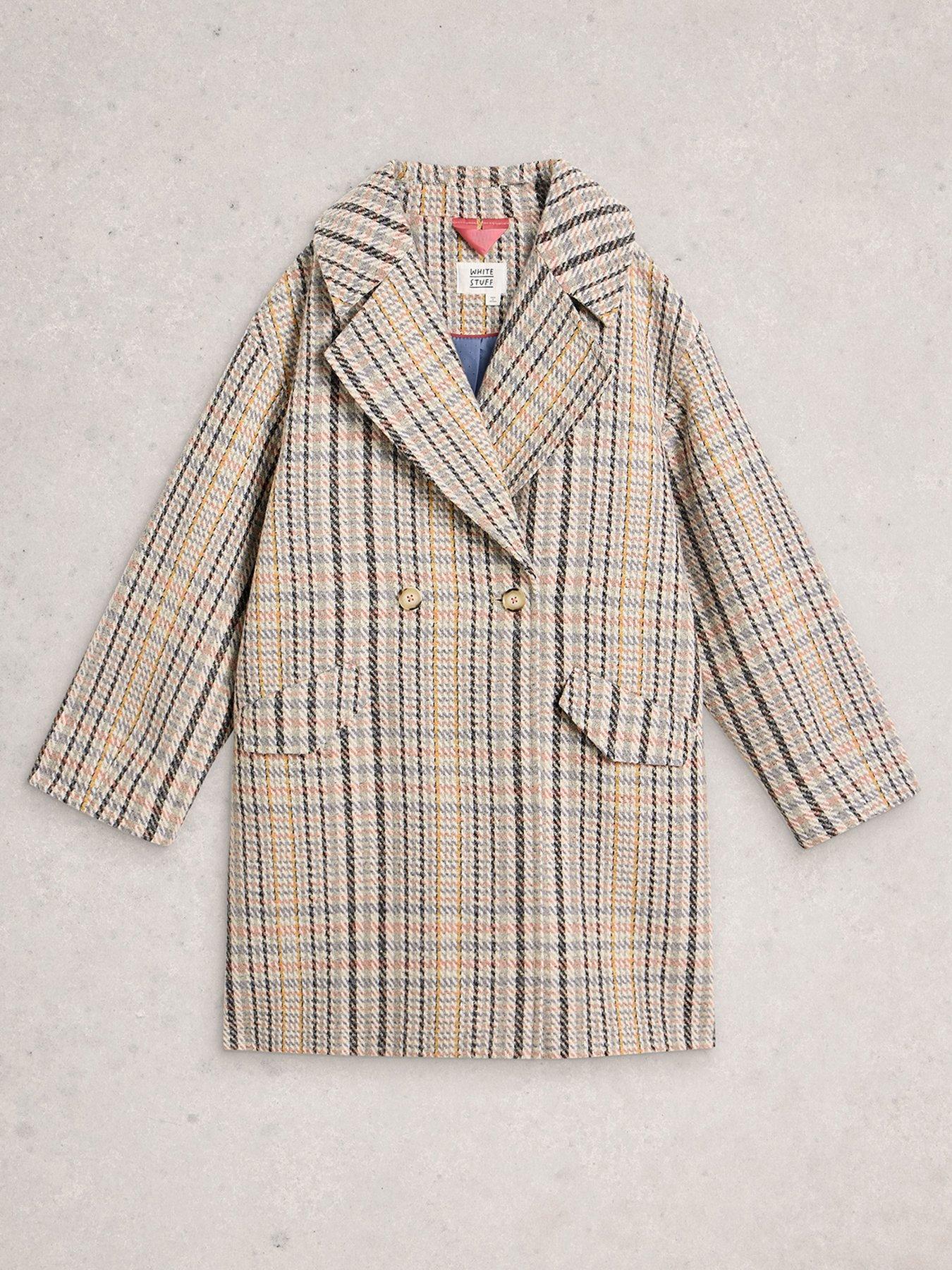 Image 5 of 6 of White Stuff Robyn Check Wool Blend Coat