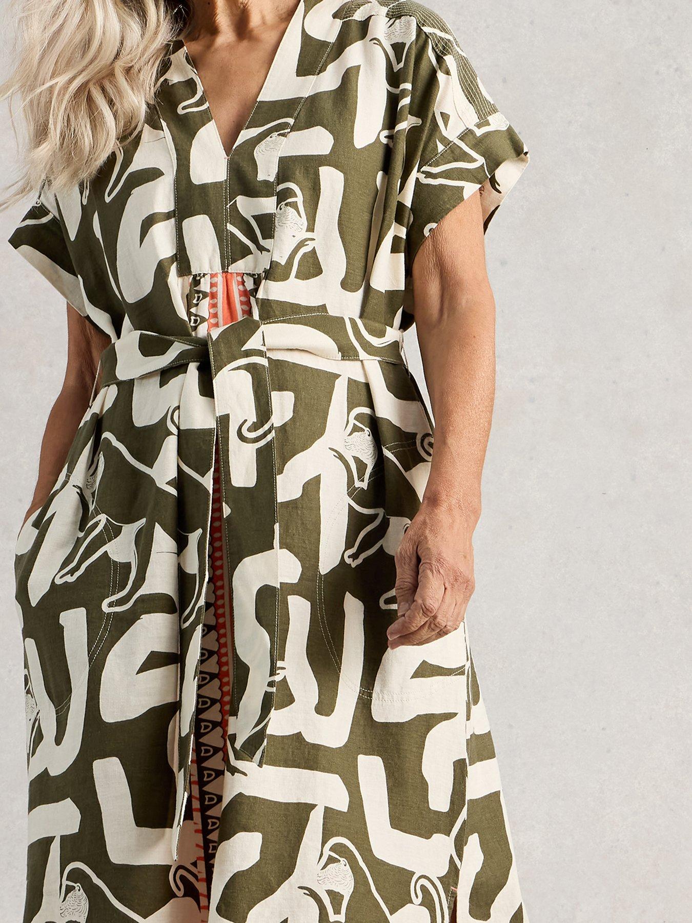 chinese dress ladies Linen Midi Dress in Mariner Stripe main image 1