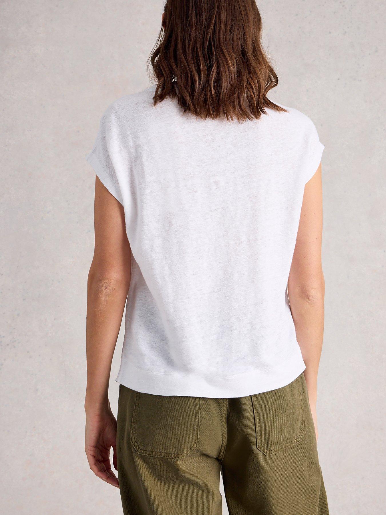 Image 2 of 6 of White Stuff Rowan Linen T-Shirt - White
