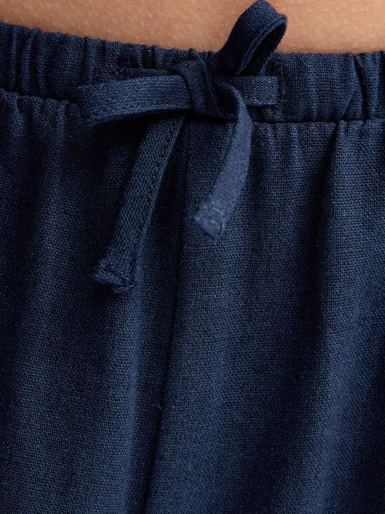 Image 5 of 5 of New Look 915 Girls Linen Blend Wide Leg Trousers - Navy