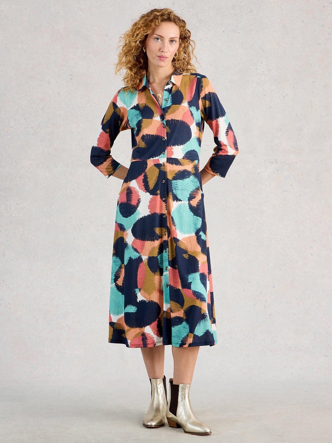 White Stuff Rua Jersey Shirt Dress - Navy