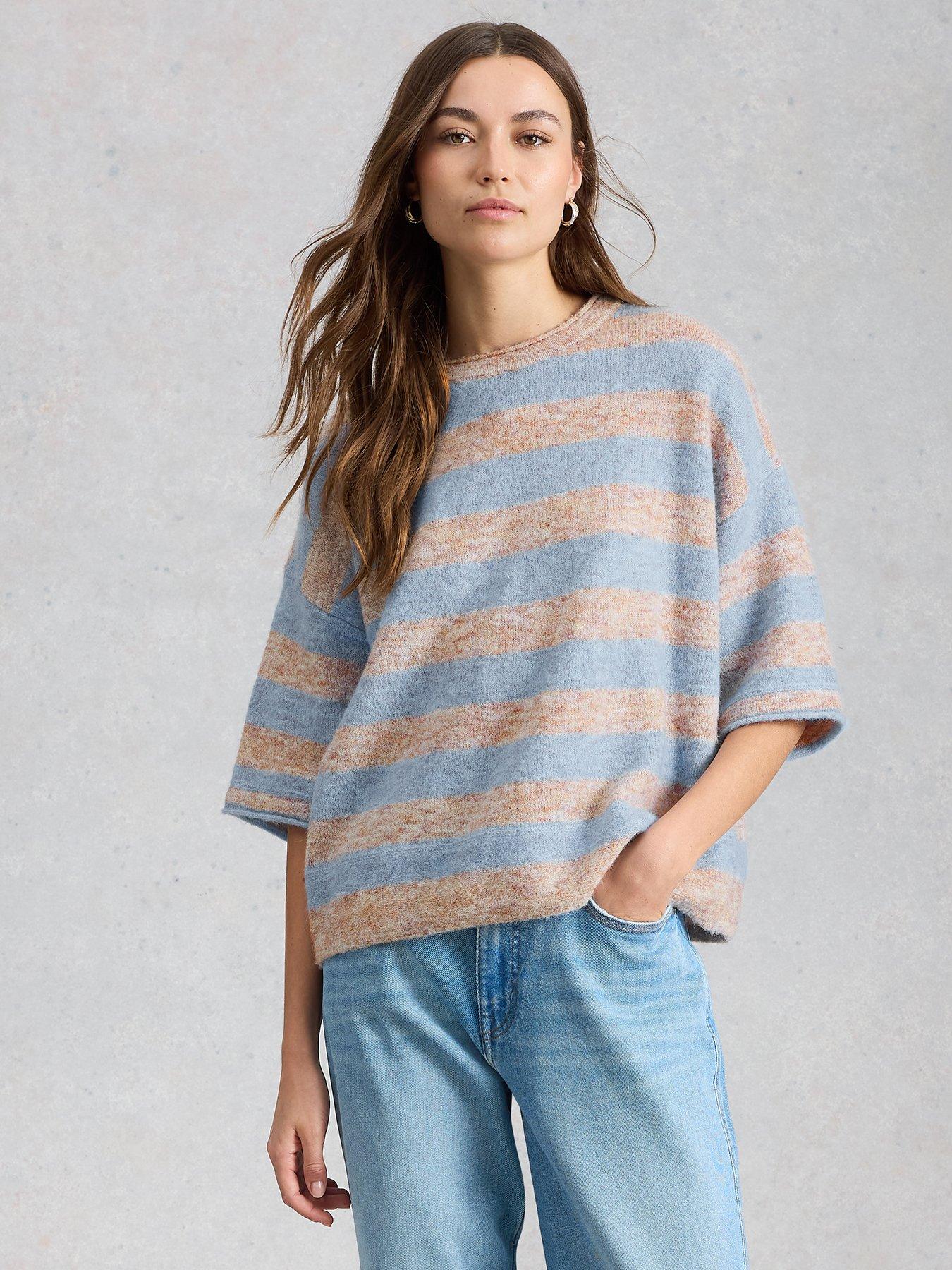 White Stuff Kate Knitted Stripe T-Shirt - Natural