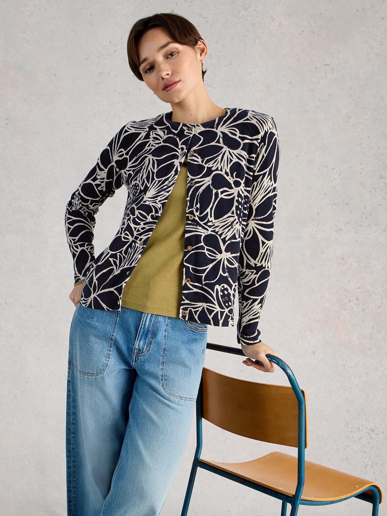 White Stuff Lulu Print Cardigan - Navy