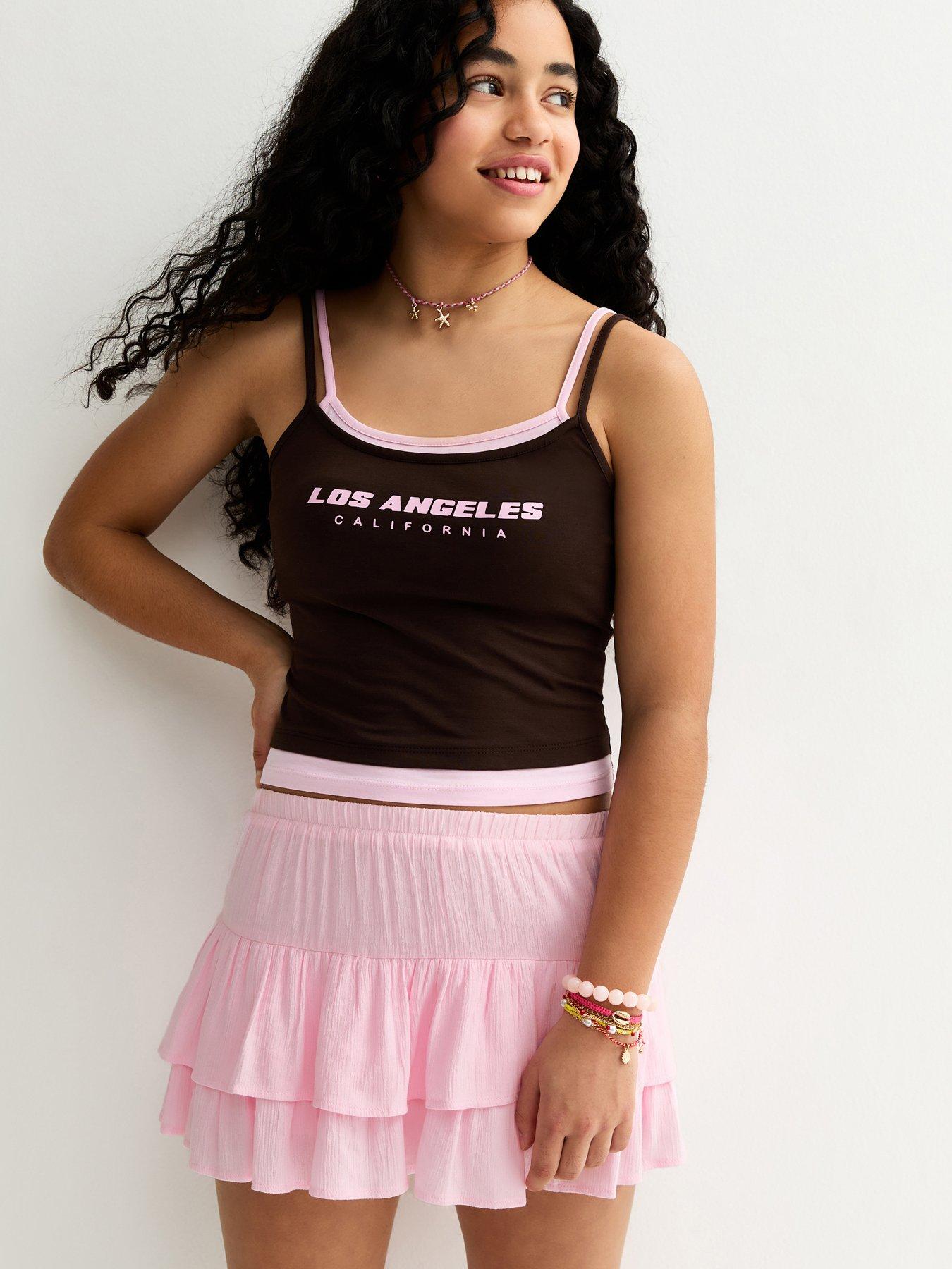 New Look 915 Girls Crinkle Texture Rara Skort - Light Pink