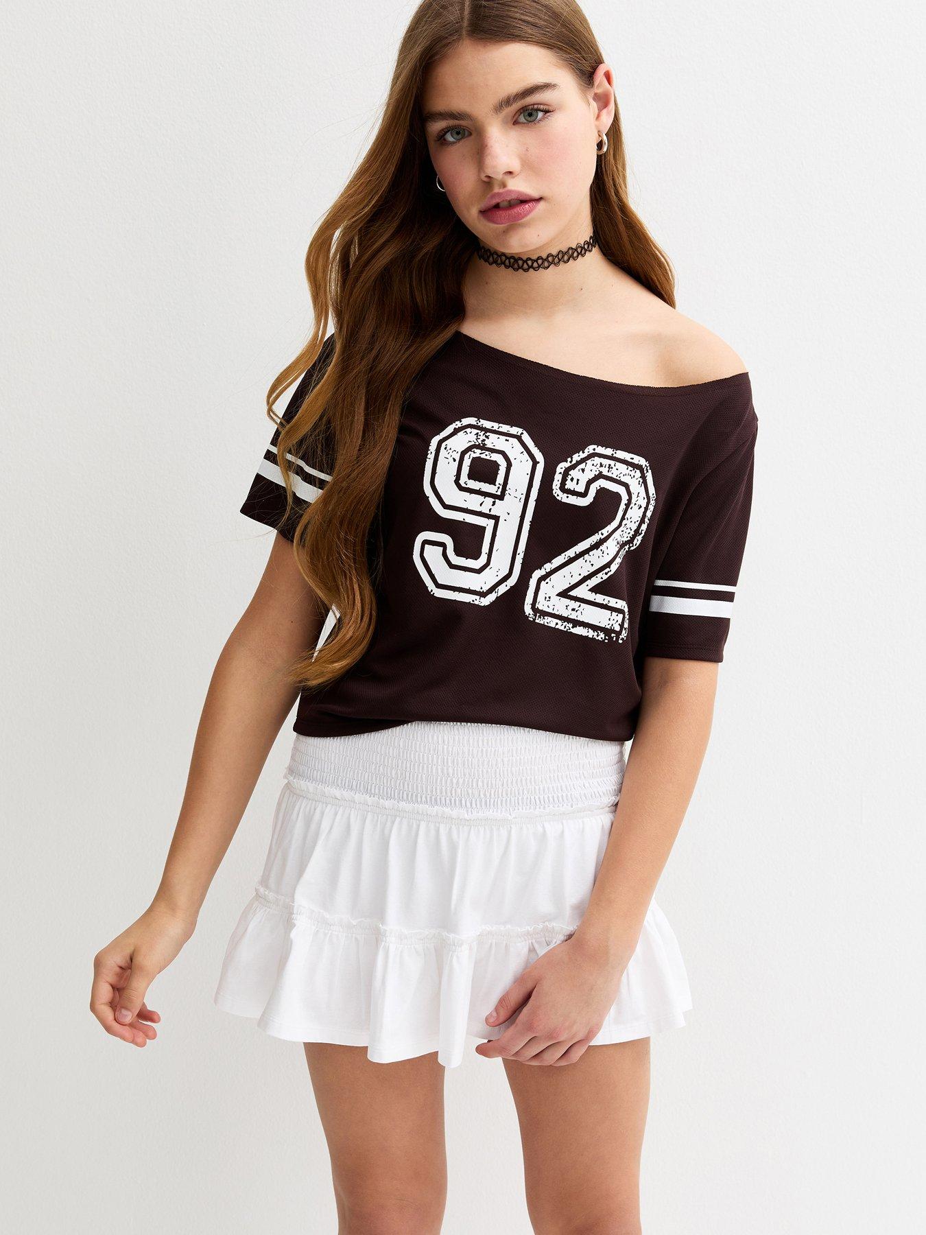 New Look 915 Girls Ruffled Jersey Skort - White