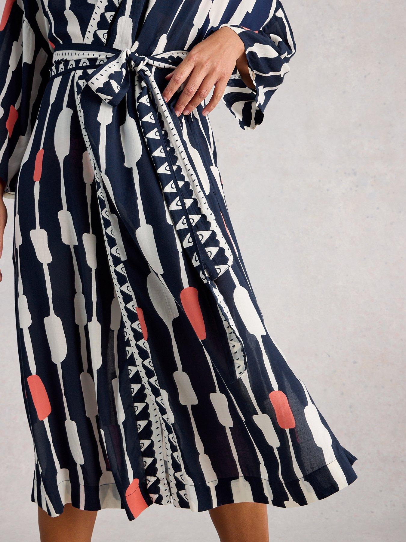 Image 4 of 6 of White Stuff Poppy Cover Up Kimono - Navy