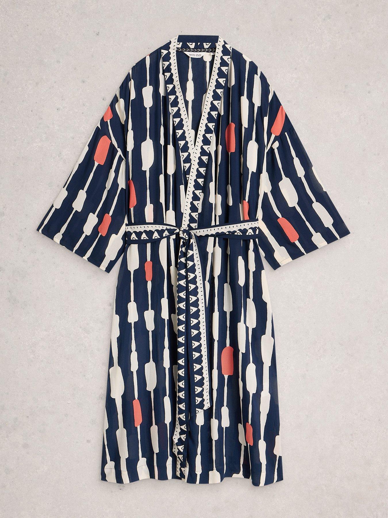 Image 5 of 6 of White Stuff Poppy Cover Up Kimono - Navy