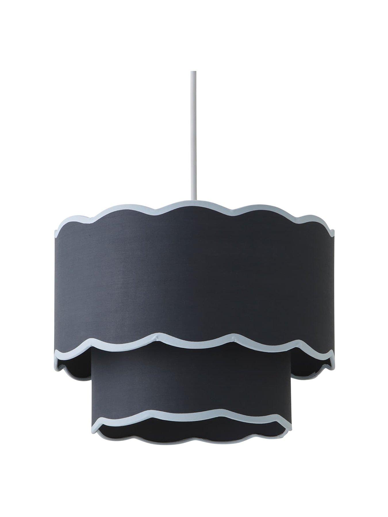 Image 2 of 6 of ValueLights Sloane Two Tier Navy Colour Clash Scalloped Ceiling Light Shade