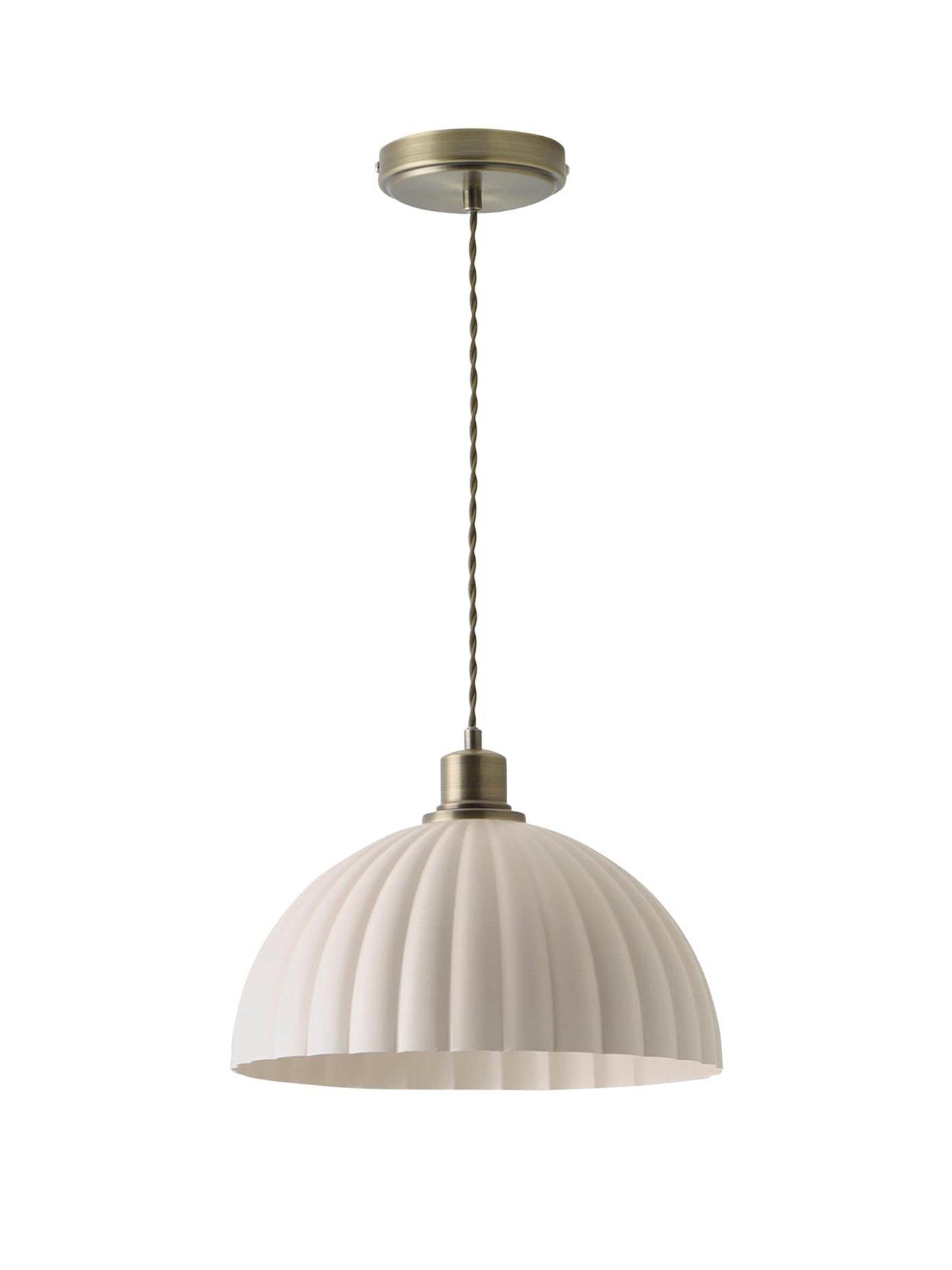 Image 2 of 6 of ValueLights Bourton Brushed Gold Ribbed Dome Pendant Ceiling Light