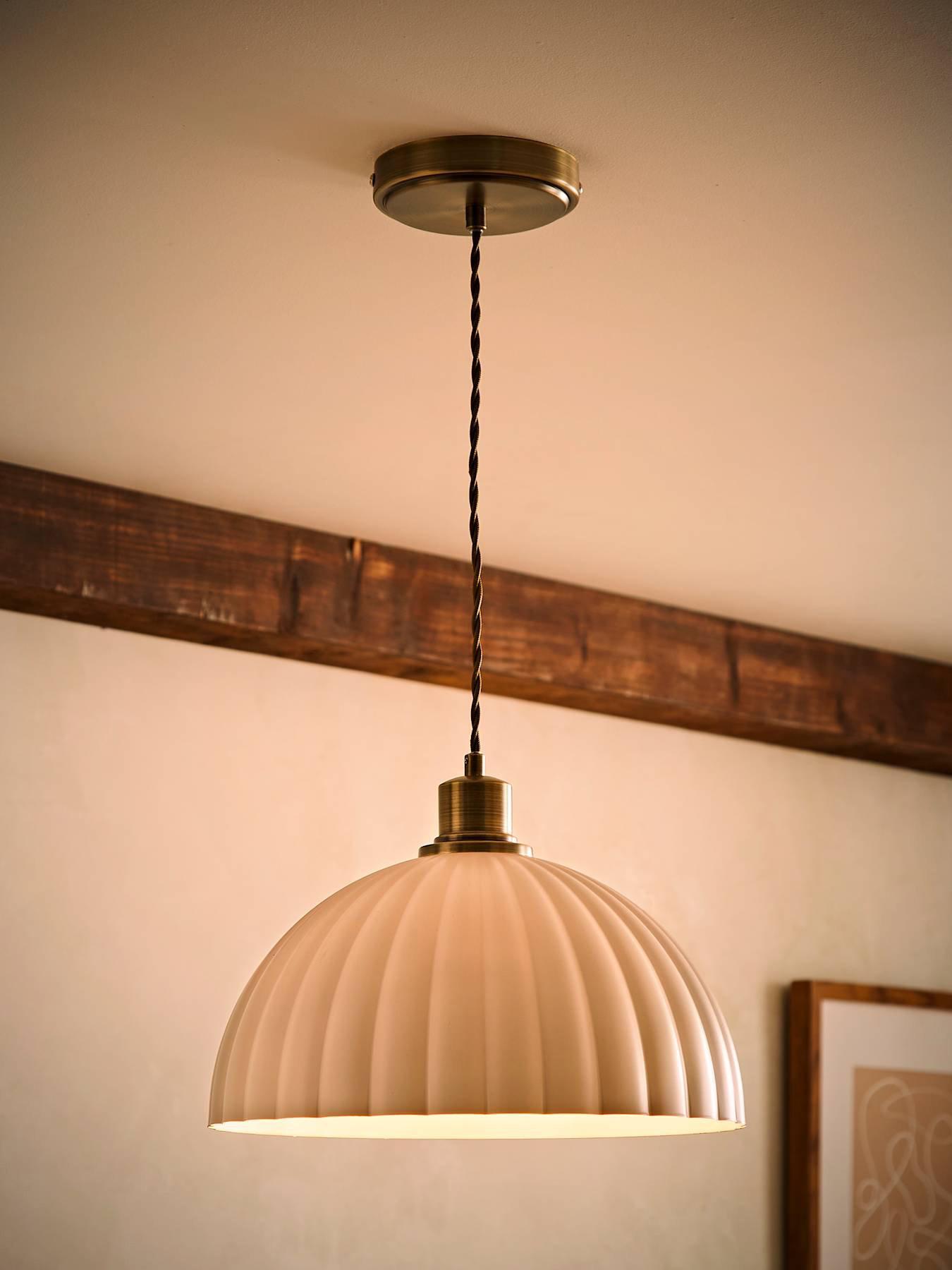 Image 3 of 6 of ValueLights Bourton Brushed Gold Ribbed Dome Pendant Ceiling Light