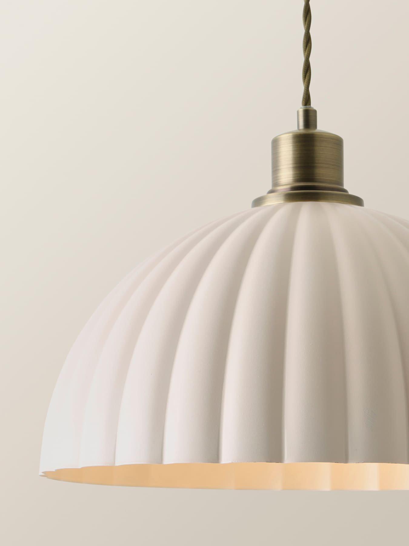 Image 4 of 6 of ValueLights Bourton Brushed Gold Ribbed Dome Pendant Ceiling Light