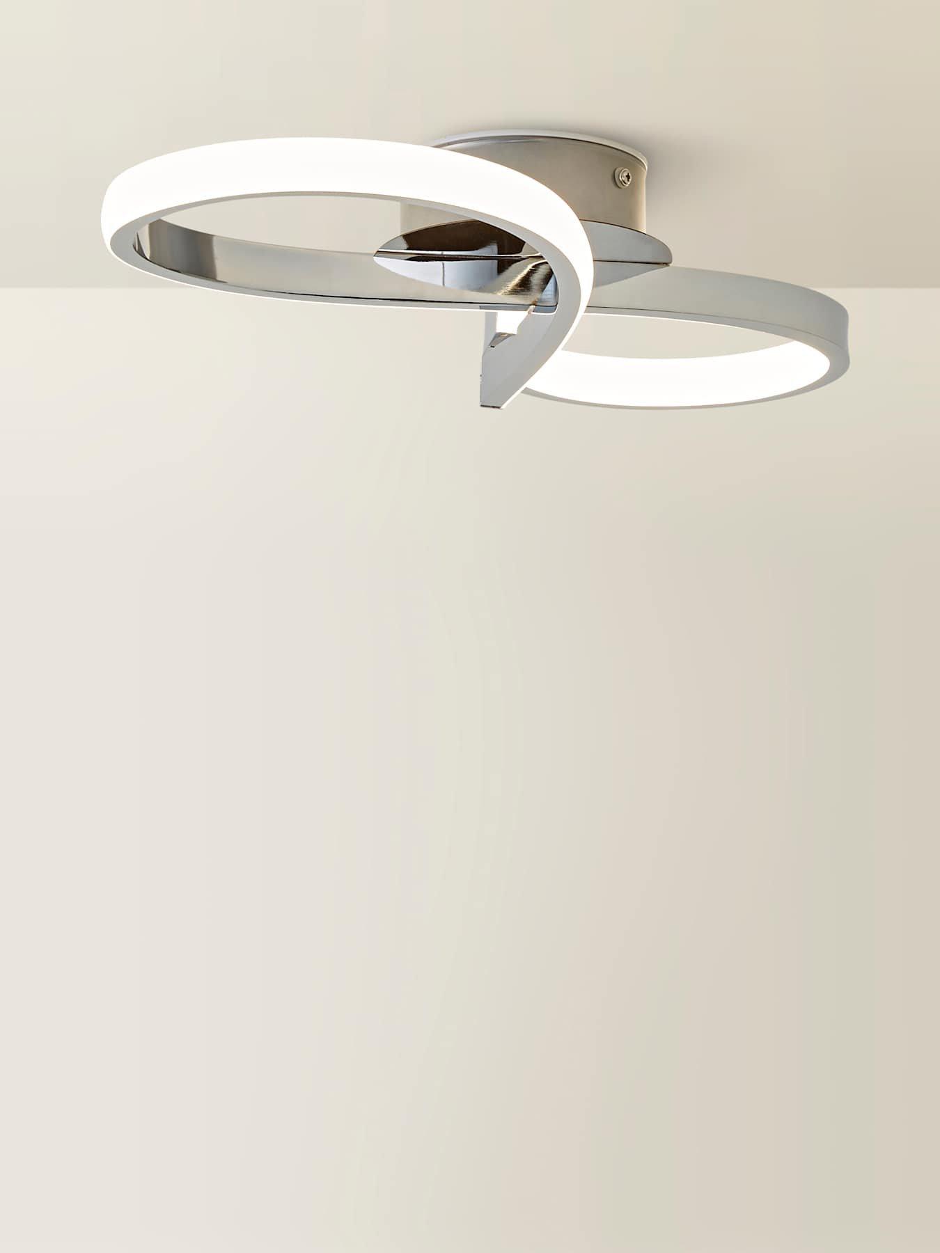 ValueLights Infinity Chrome Swirl IP44 Integrated LED Ceiling Light | Very