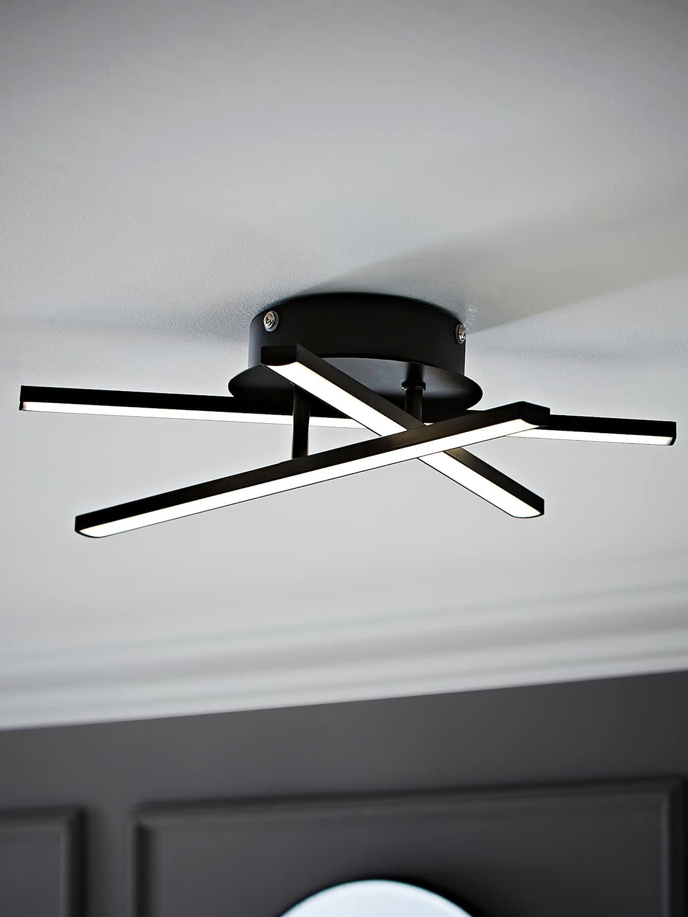 ValueLights Infinity Black Adjustable Crossover IP44 Integrated LED Ceiling Light