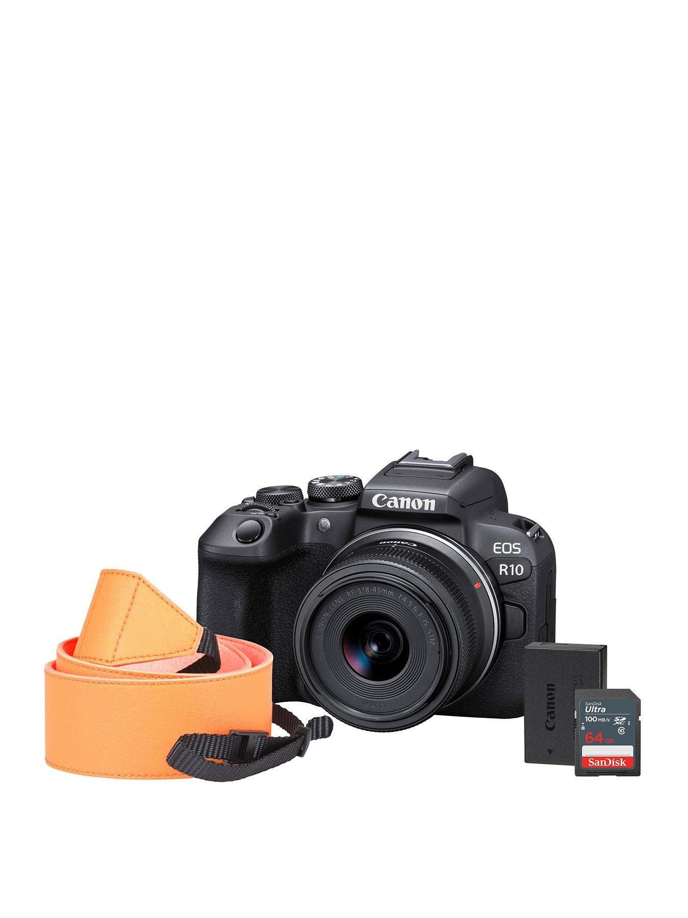 Canon Canon EOS R10 Camera Kit with RF-S 18-45mm Lens, Sandisk 128GB SD, Neck Strap & Additional LP-E17 Battery