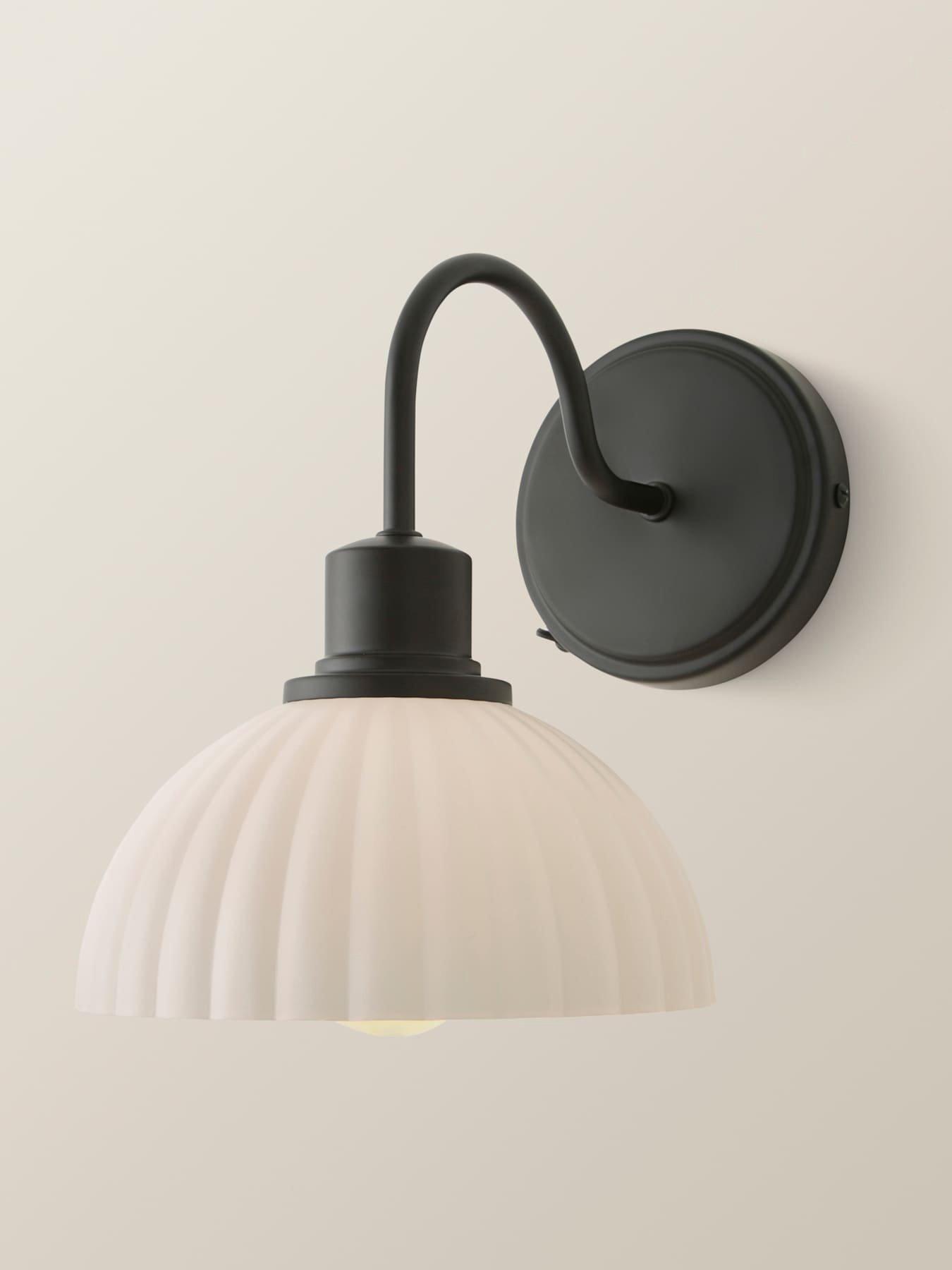 ValueLights Bourton Matte Black Ribbed Dome Wall Light