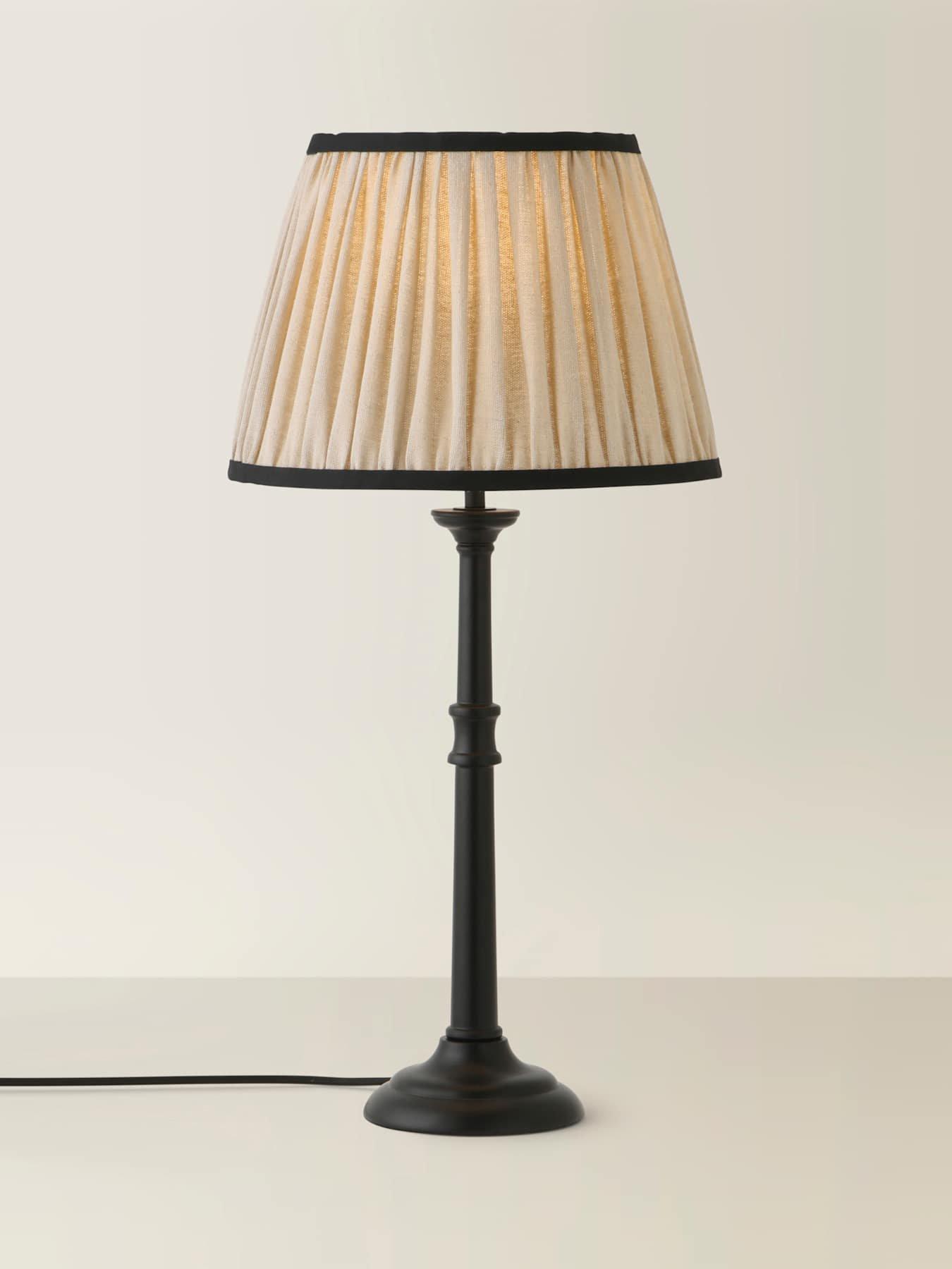 Image 6 of 6 of ValueLights Clara Black Candlestick Table Lamp with Linen Pleated Shade