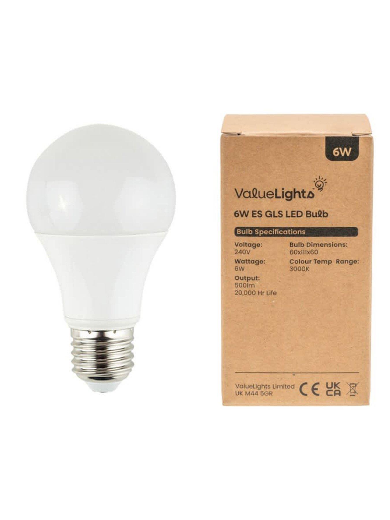 ValueLights Pack of 6 E27 6W LED GLS Bulb Light Bulbs Warm White