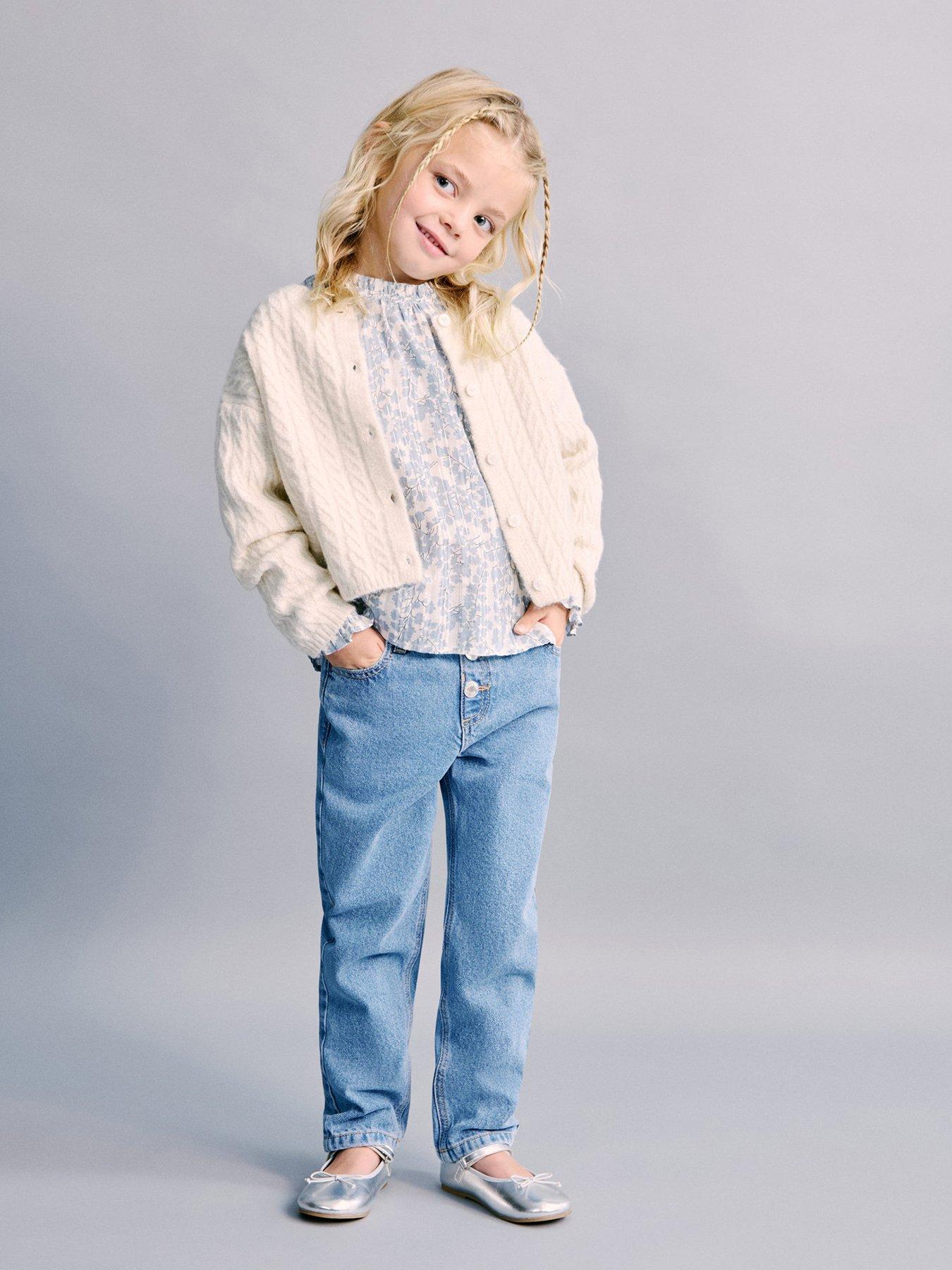 Mango Younger Girls Paper Bag Regular Jeans - Blue