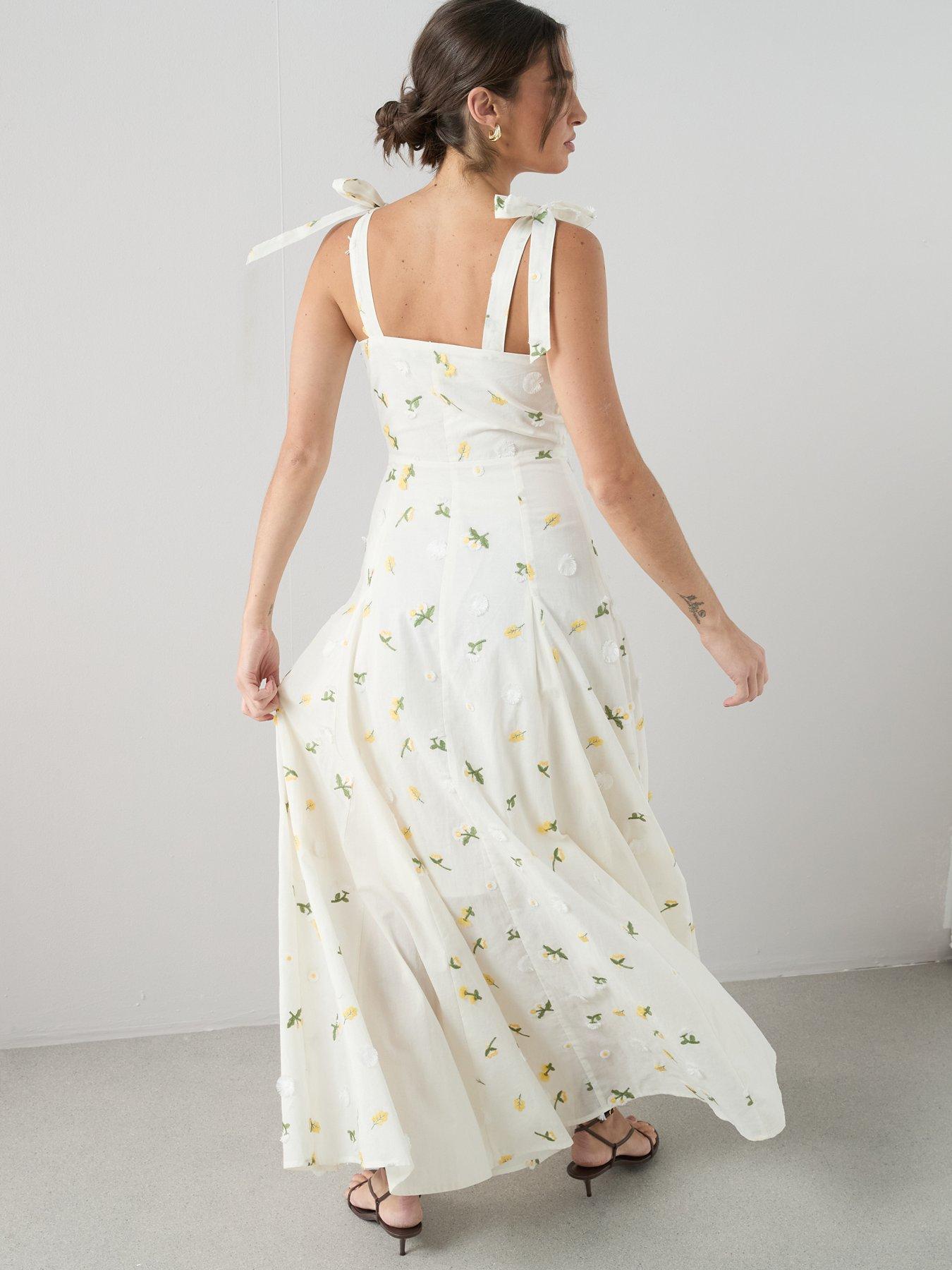 Image 2 of 6 of The Very Collection Floral Textured Strappy Maxi Dress - Cream