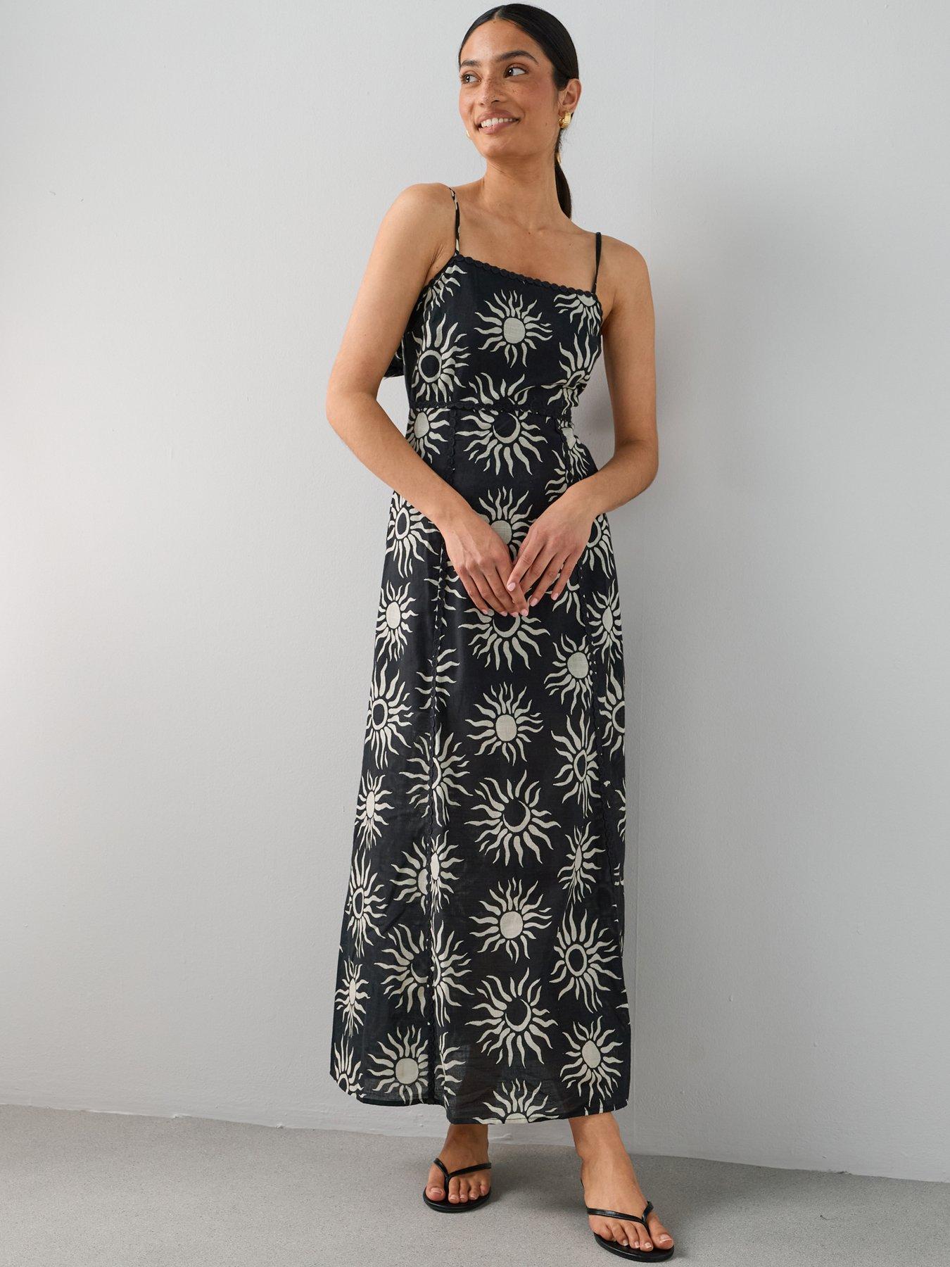 The Very Collection Strappy Square Neck Sun Printed Midaxi Dress - Print