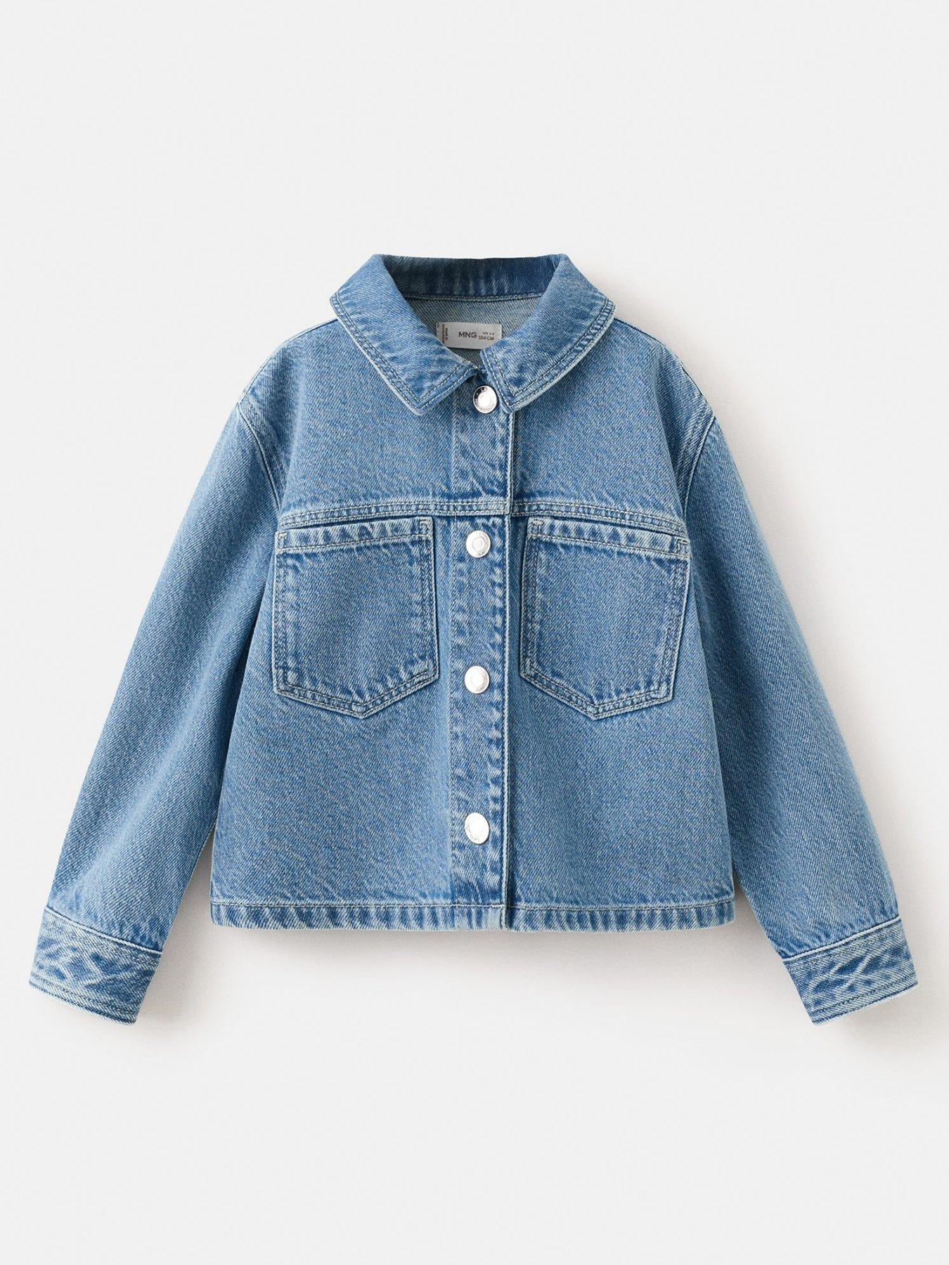 Mango Younger Girls Denim Jacket, Blue, Size 12-18 Months