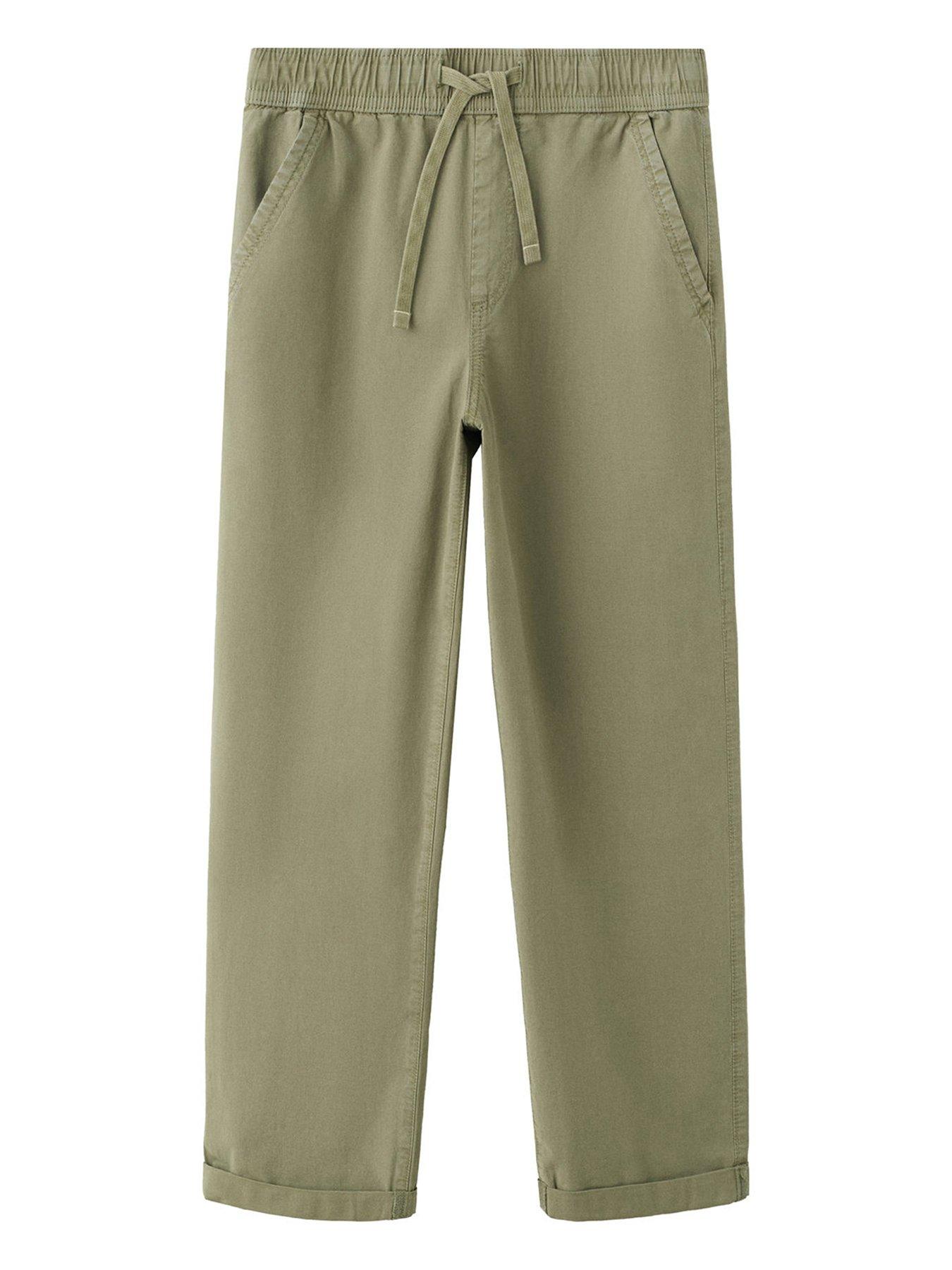 Image 1 of 4 of Mango Boys Elasticated Waist Chino Trousers - Khaki