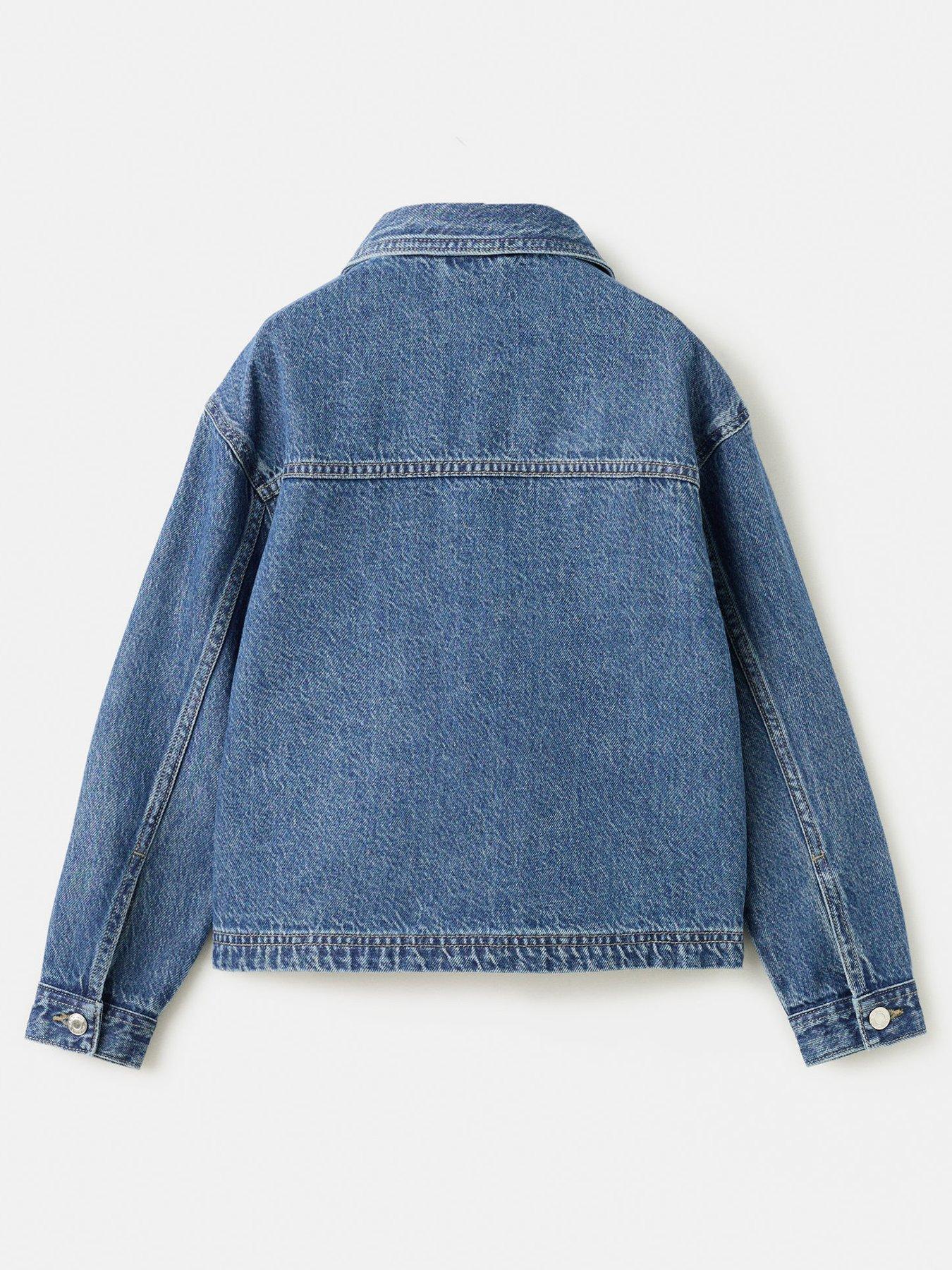Image 2 of 4 of Mango Girls Flower Patch Denim Jacket - Blue