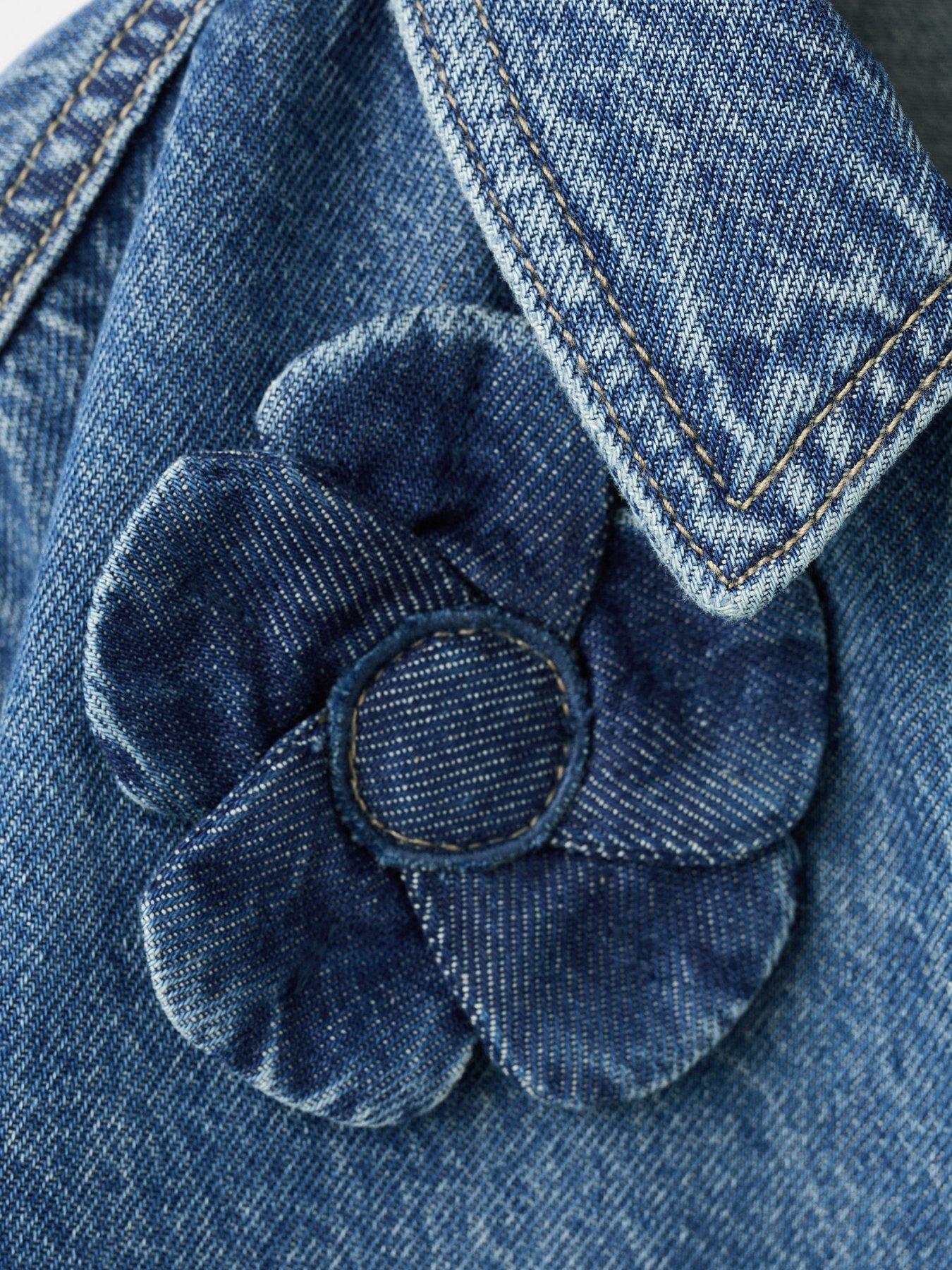 Image 4 of 4 of Mango Girls Flower Patch Denim Jacket - Blue