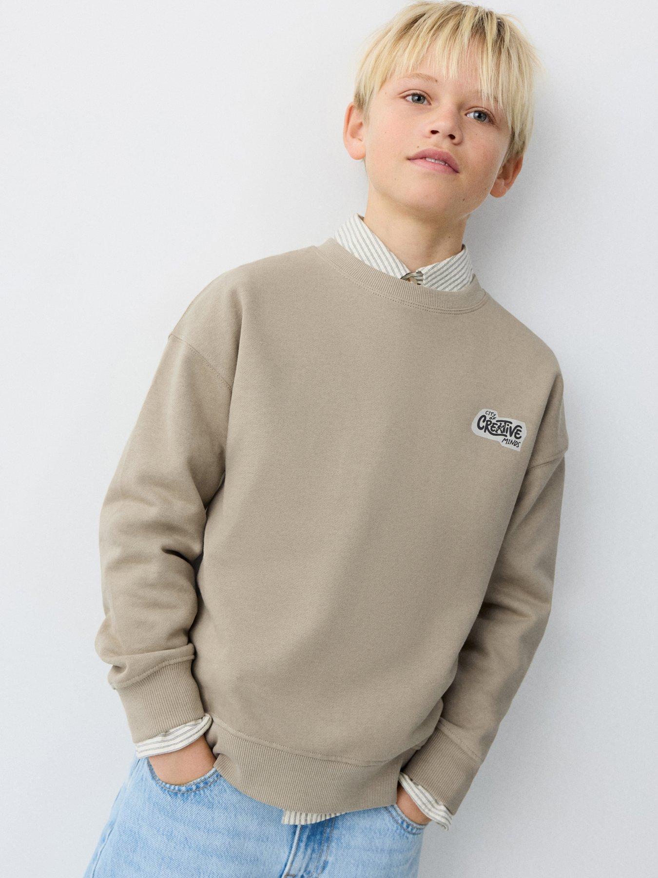 Image 1 of 5 of Mango Boys Creative Minds Back Print Sweat - Beige