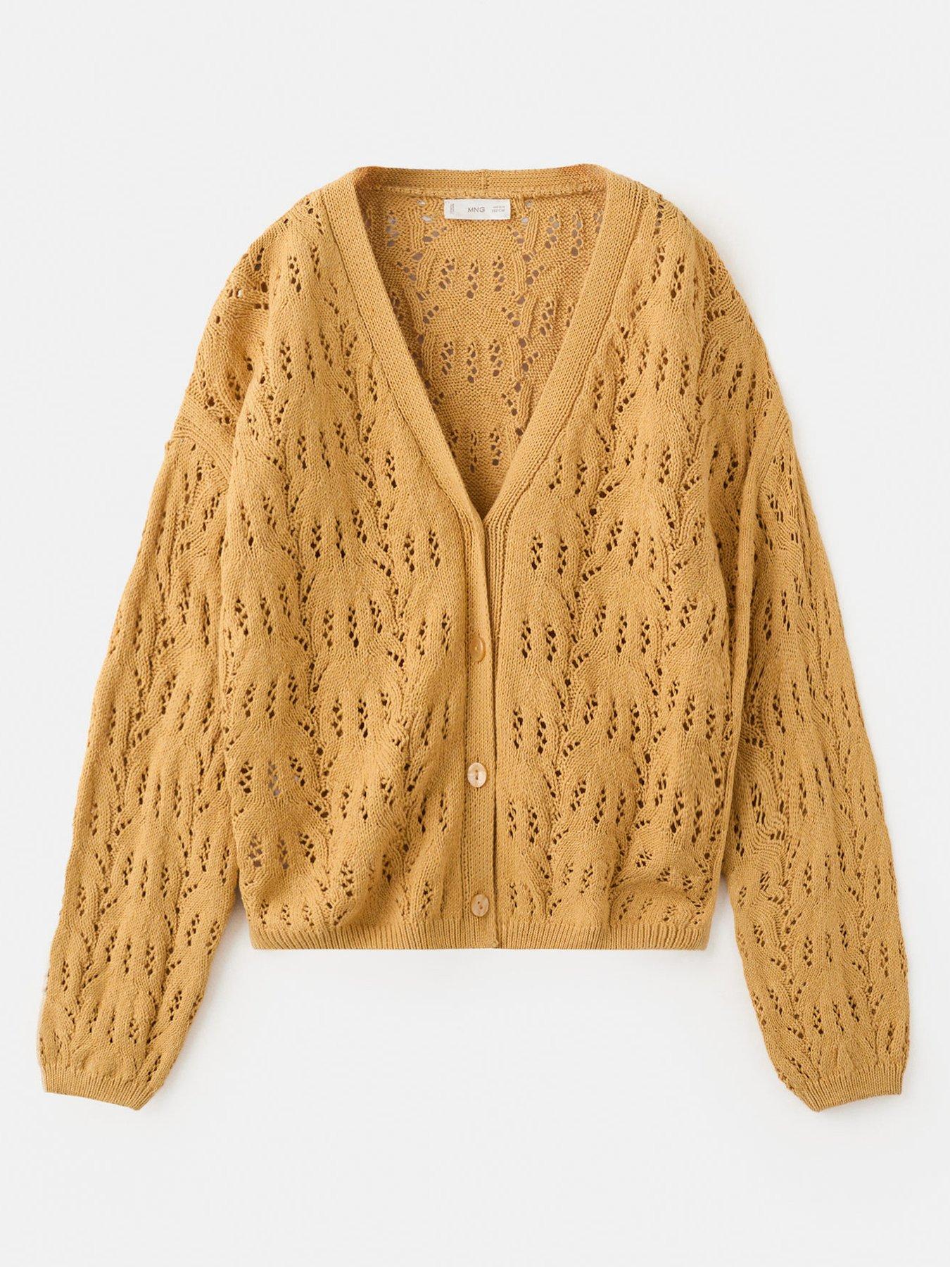 Mango Girls Isla Crochet Cardigan, Yellow, Size Age: 11-12 Years