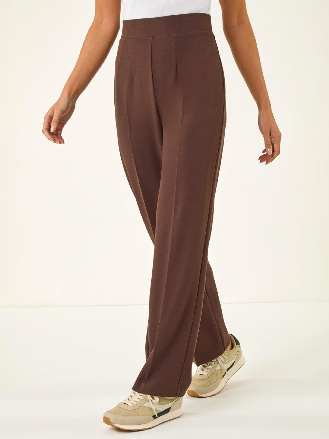 Roman Petite Straight Leg Ponte Stretch Trouser - Chocolate