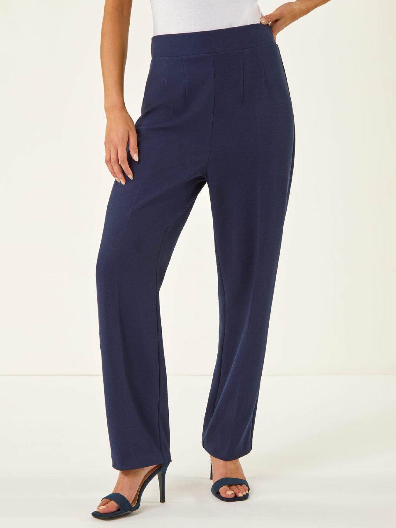 Roman Petite Straight Leg Ponte Stretch Trouser - Navy