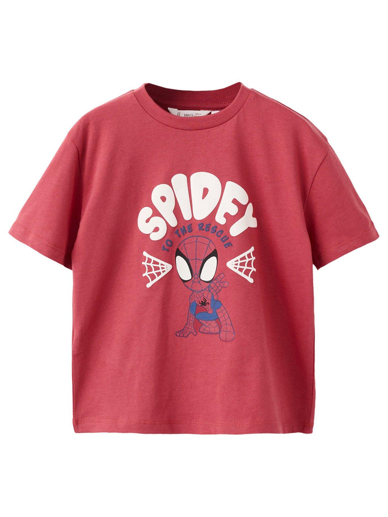 Mango Younger Boys Spiderman Short Sleeve Graphic T-Shirt - Red