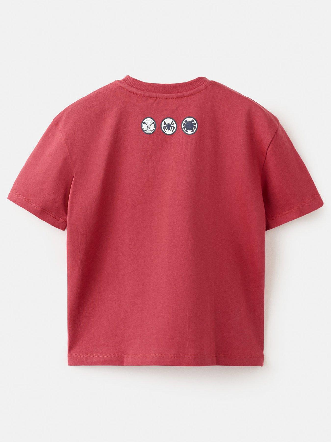 Image 2 of 4 of Mango Younger Boys Spiderman Short Sleeve Graphic T-Shirt - Red