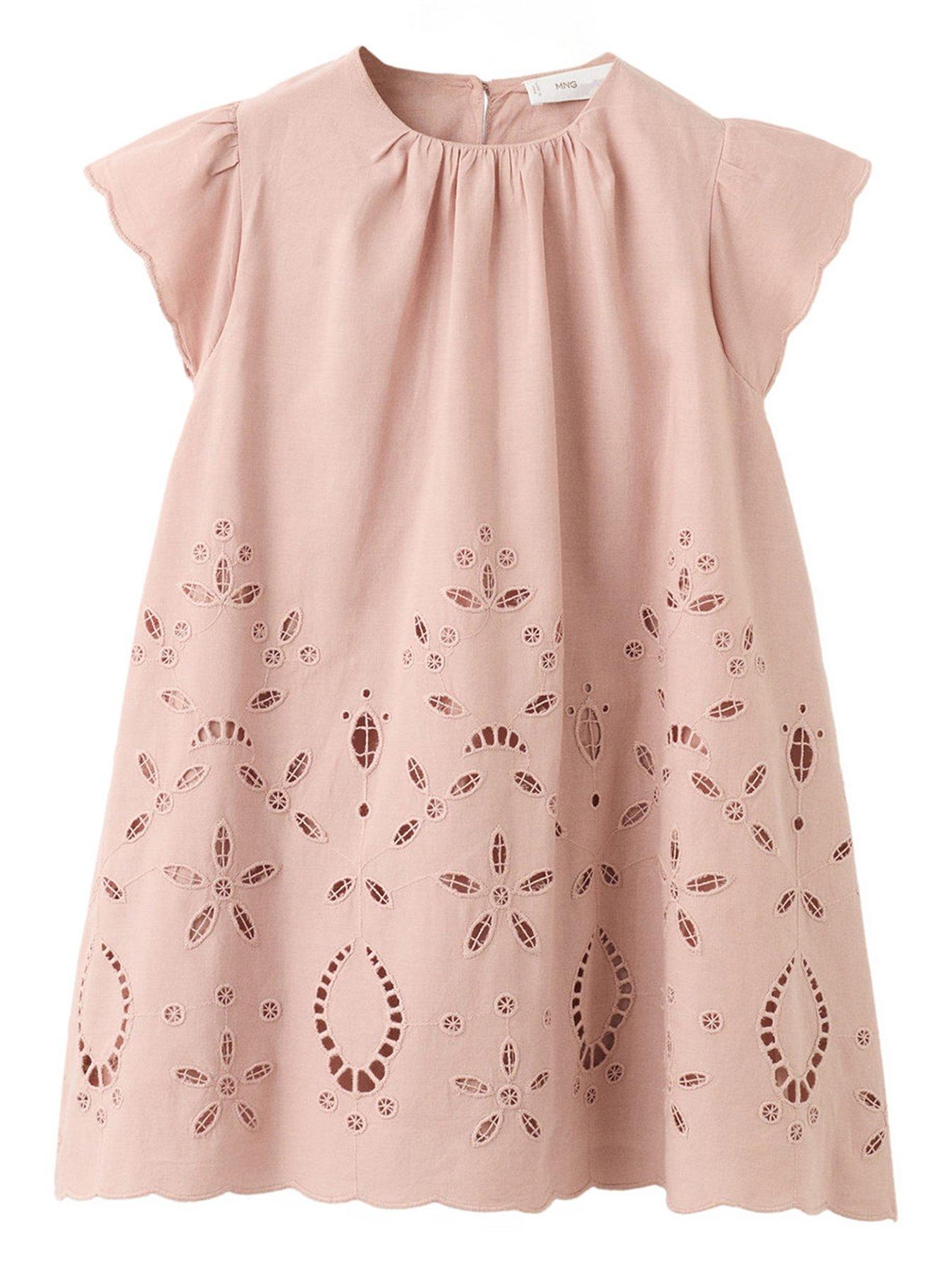 Mango Younger Girls Cutwork Occasion Dress - Pink