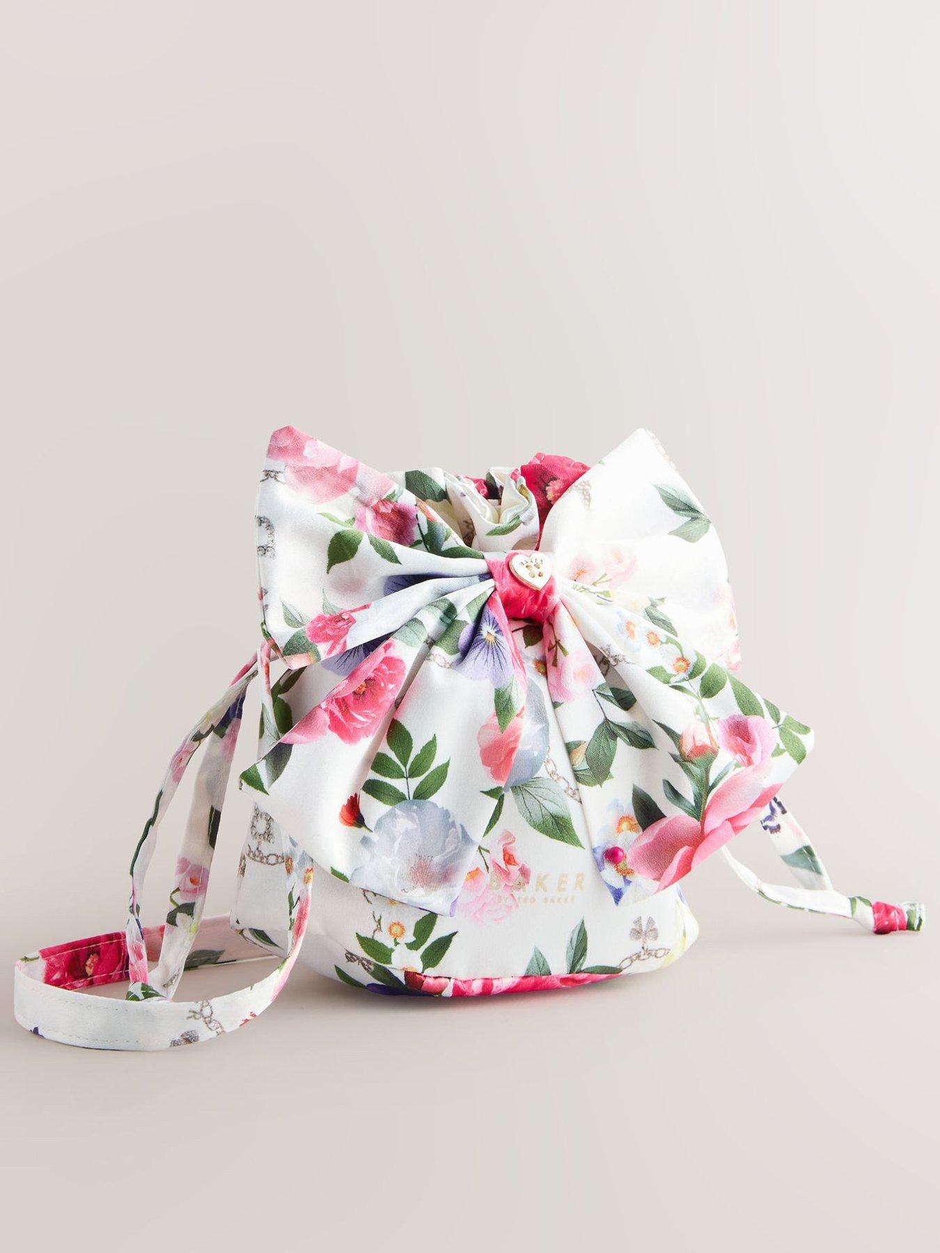 Ted Baker Older Girls Floral Bow Pouch Bag - White