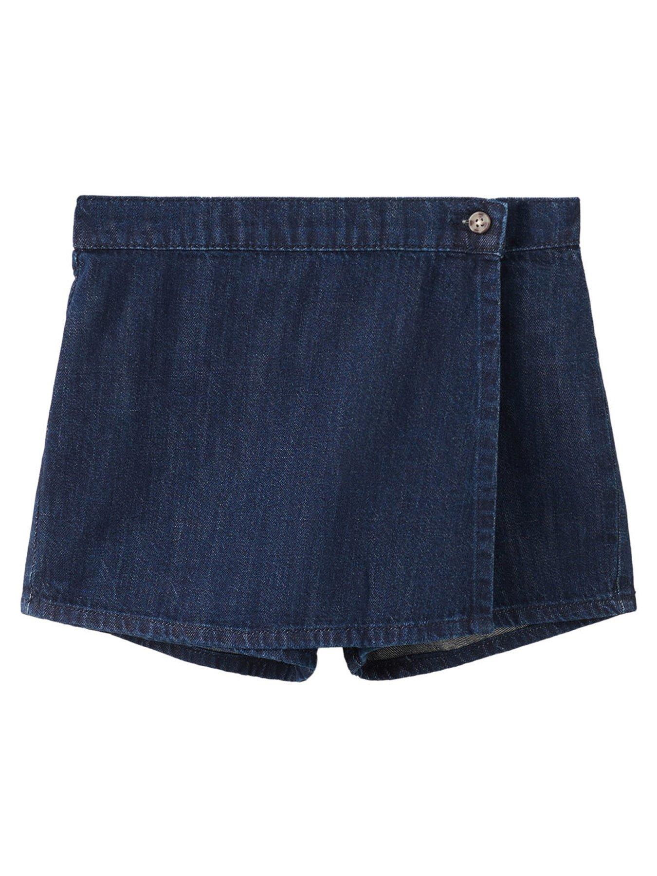 Mango Girls Denim Co-Ord Skort, Dark Blue, Size Age: 7-8 Years